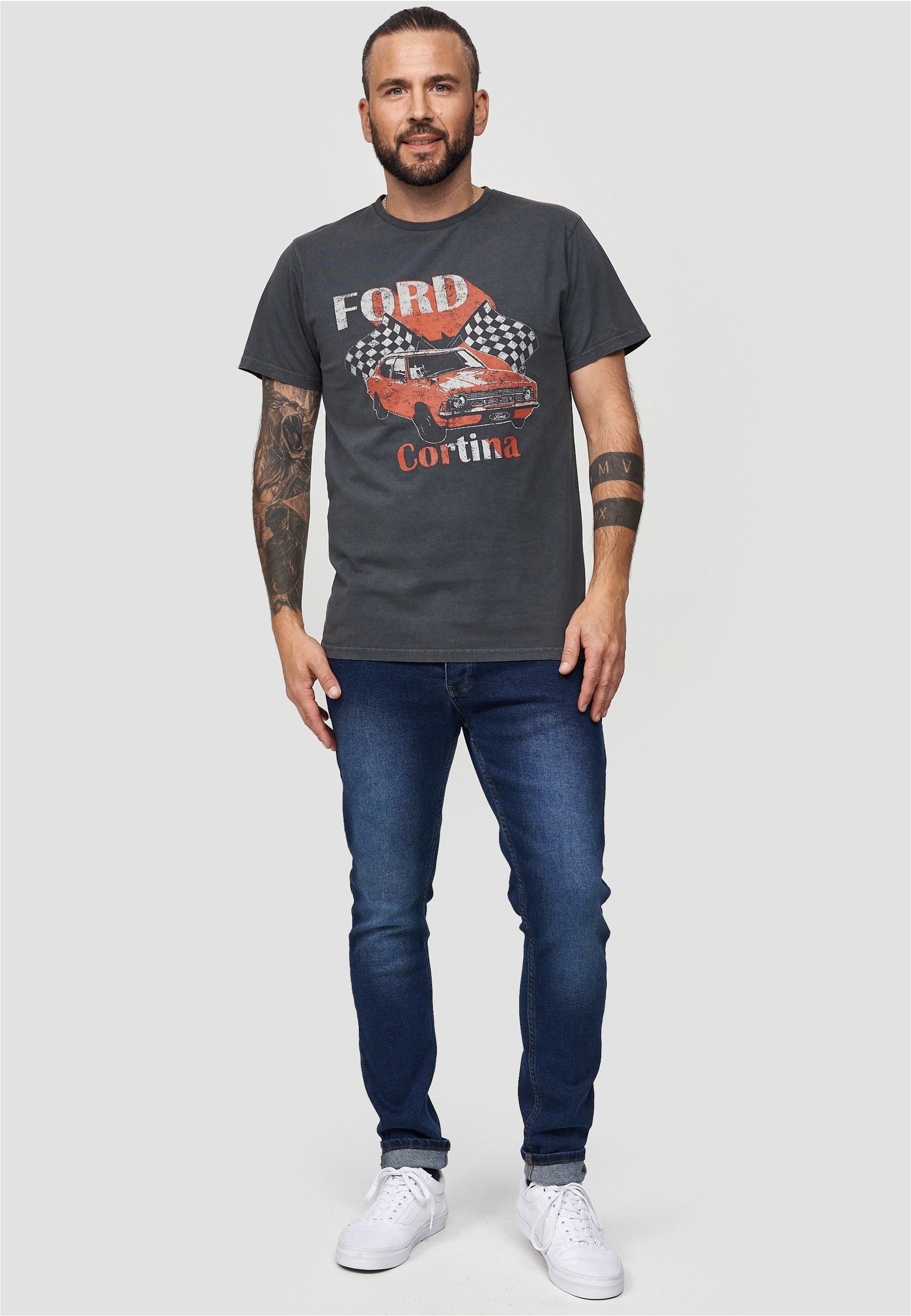 Recovered T-Shirt Ford Vintage Cortina mit Frontprint im Vintage-Design