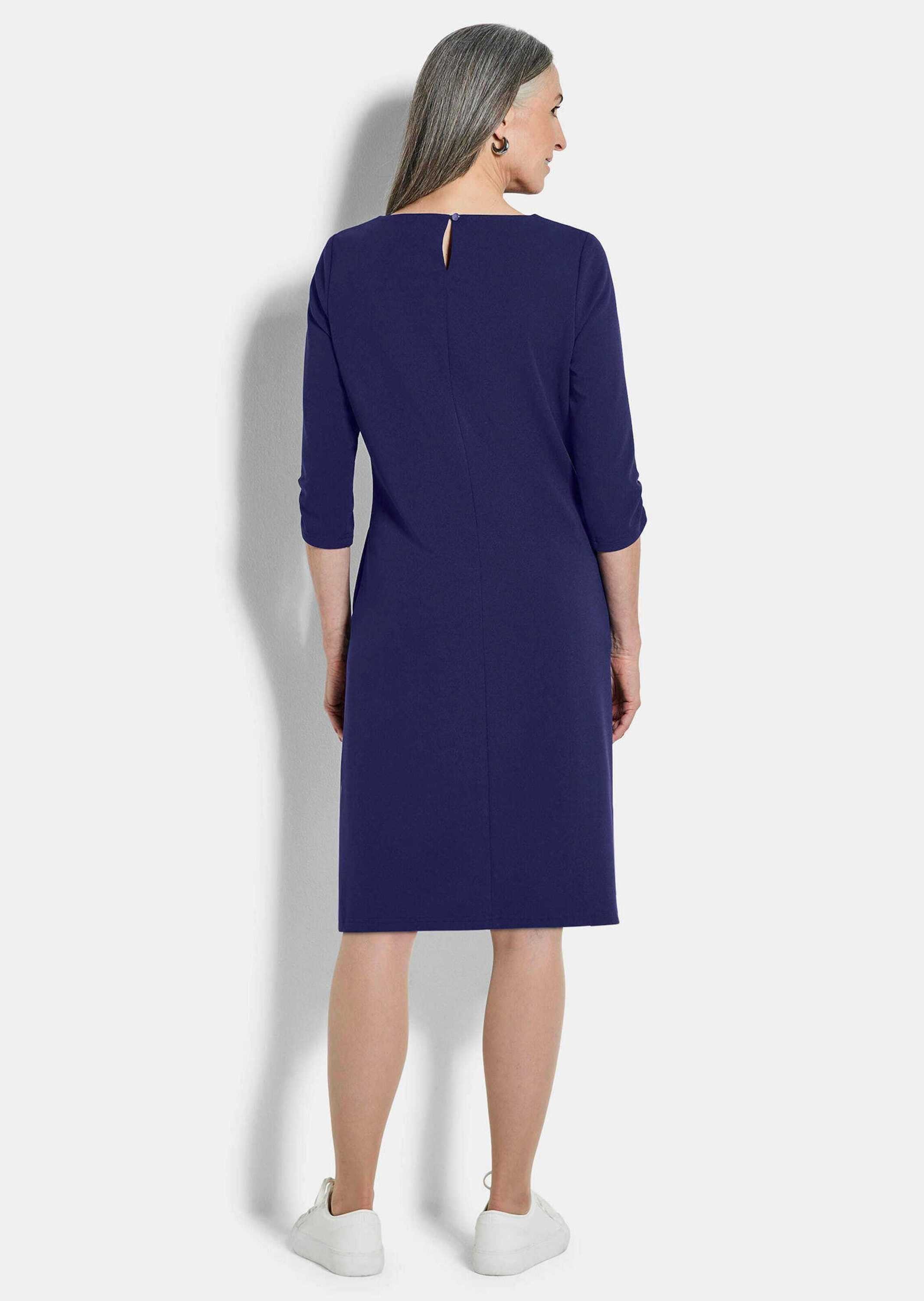 GOLDNER Etuikleid Jerseykleid mit Krepp-Qualität Midikleid mit Rundhals, Knopfverschluss, 3/4-Arm und Knielänge