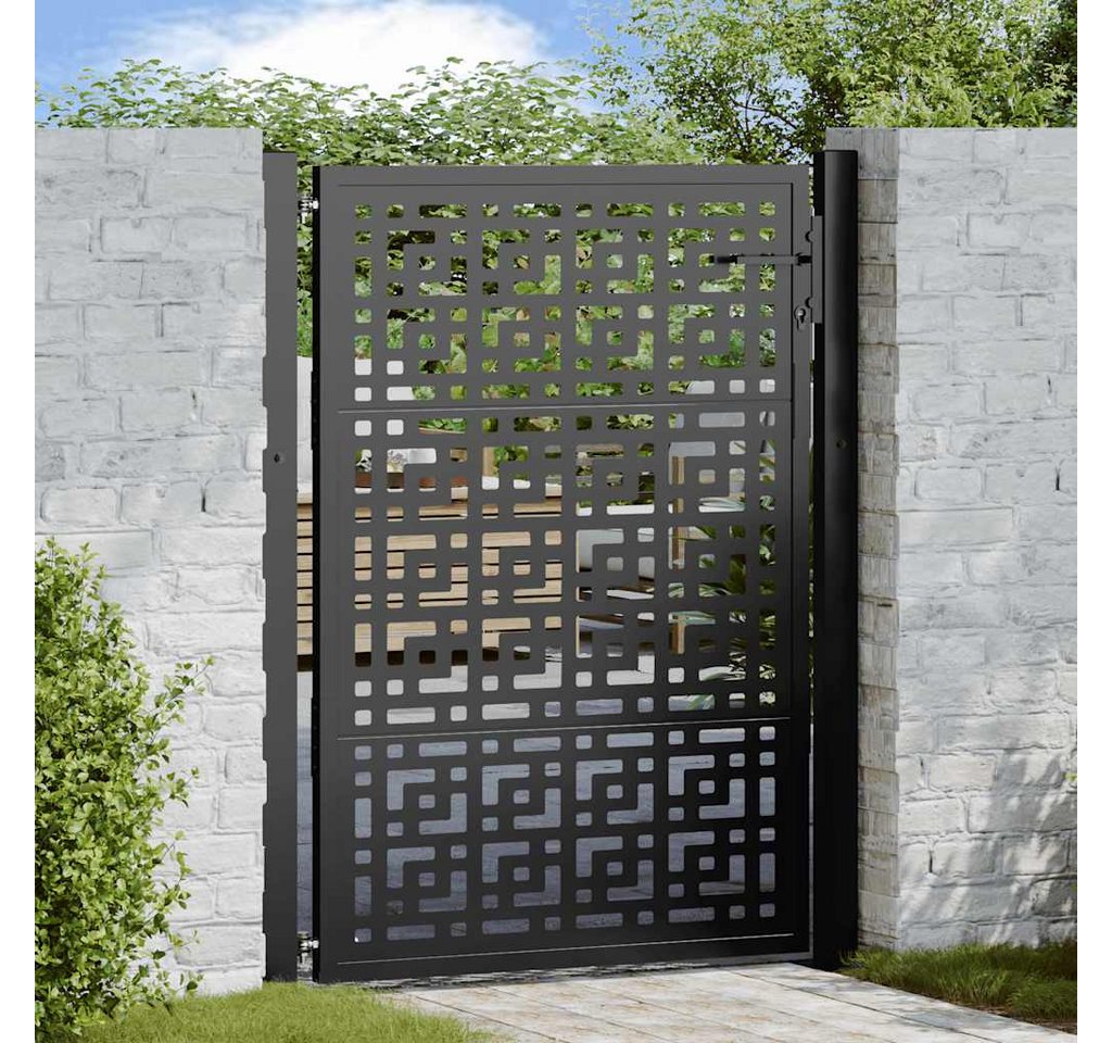 Thumbnail - vidaXL Gartentor Gartentor Schwarz 105x130 cm Stahl Kreuz-Design Metall Abschließbar