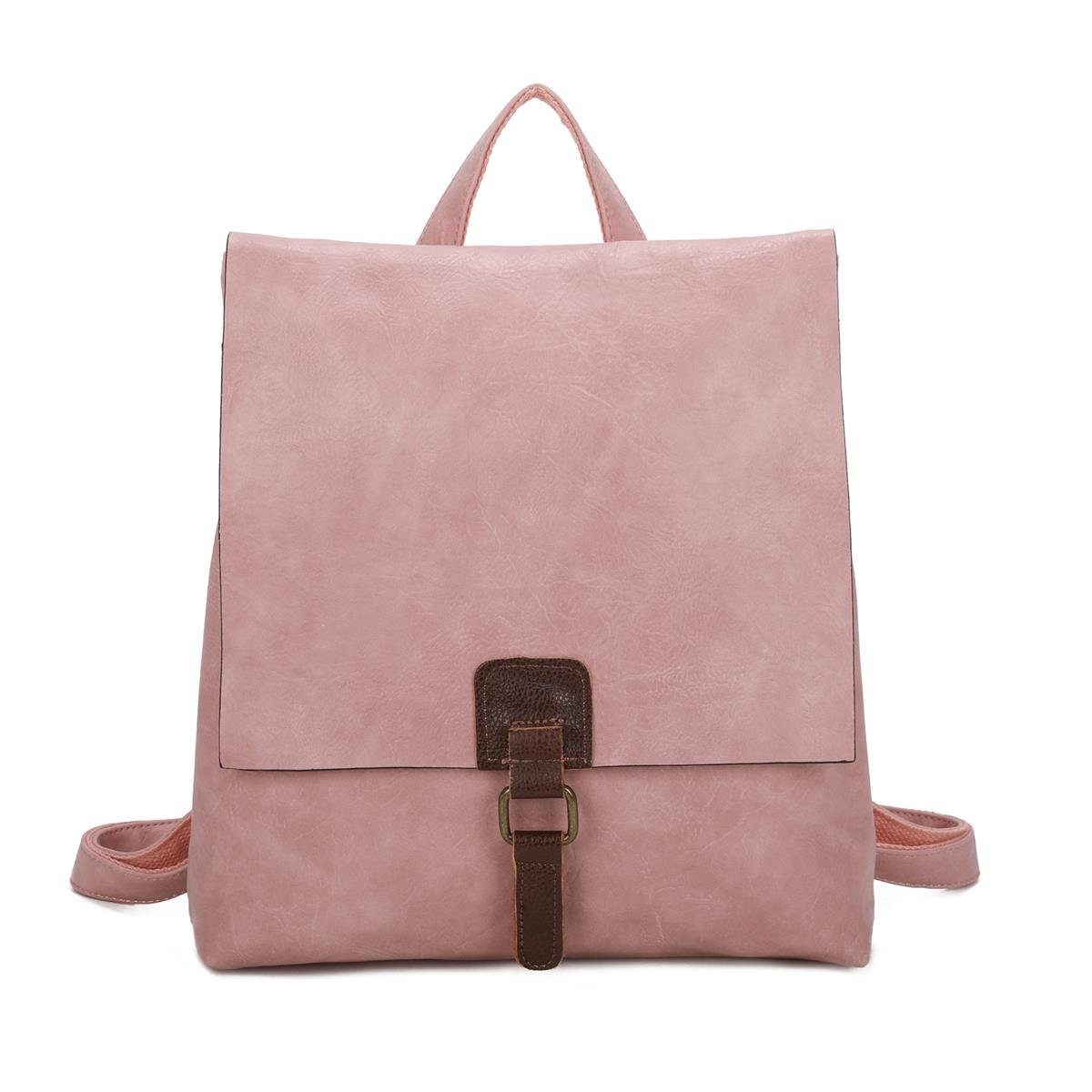 ITALYSHOP24 Rucksack Damen Rucksack Tasche Schultertasche, Vintage Messenger, Crossover als Umhängetasche tragbar Rosa