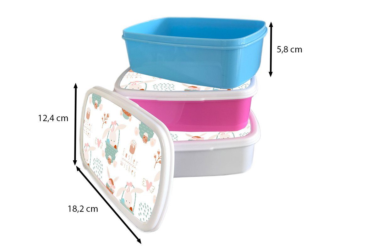 - Kinder, Brotbox Erwachsene, Lunchbox rosa Muster Ostern (2-tlg), Kunststoff, Osterkorb, Snackbox, für Mädchen, - Brotdose Kunststoff MuchoWow