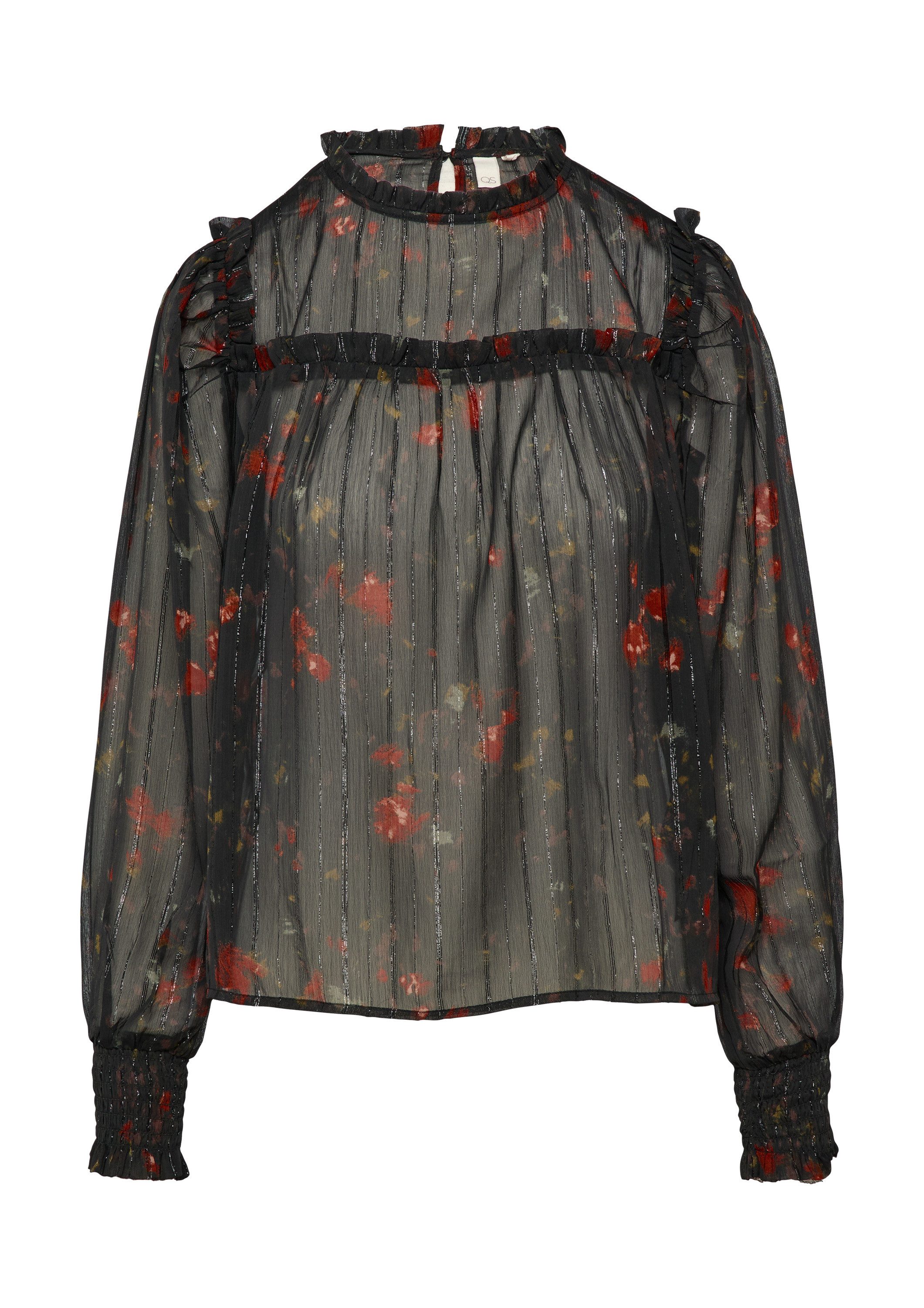 QS Langarmbluse Bluse Transparente Chiffon-Bluse mit Glitzergarn günstig online kaufen