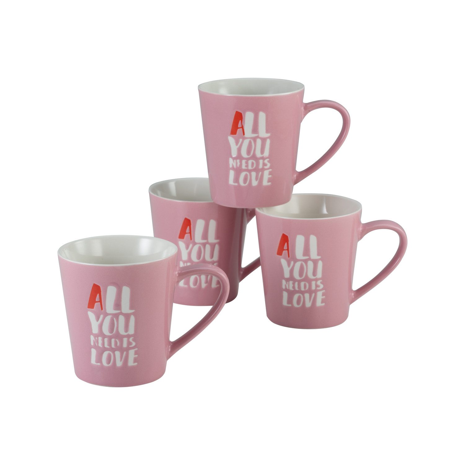 CreaTable Becher Kaffeebecher, 420 ml, 4-tlg., Steinzeug