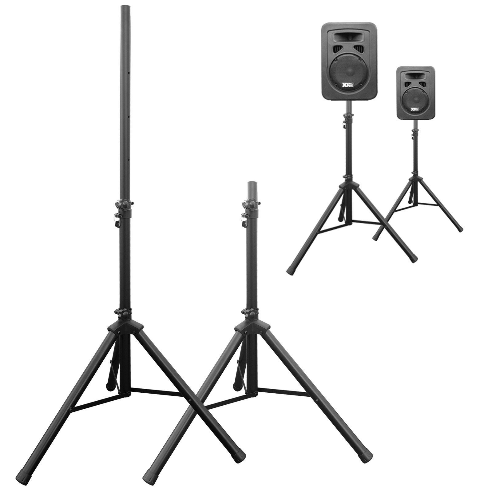 Drall Instruments BS3x2 Lautsprecherständer, (2-tlg., Zwei Stative für Lautsprecher Boxen Dreibein für DJ PA Disco Proberaum)