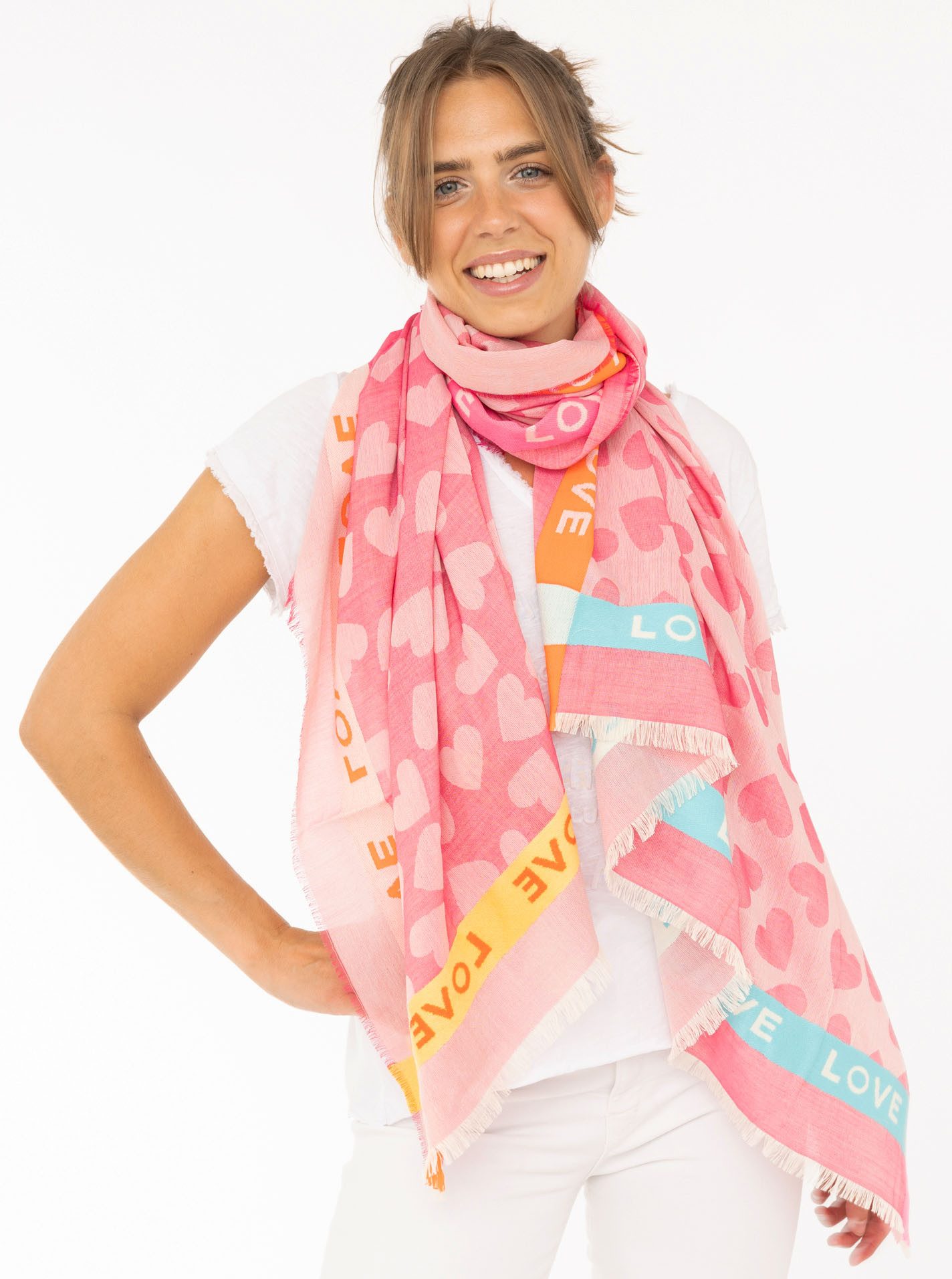 Zwillingsherz Schal "Love & More", stylischer Schal mit Schriftzug günstig online kaufen