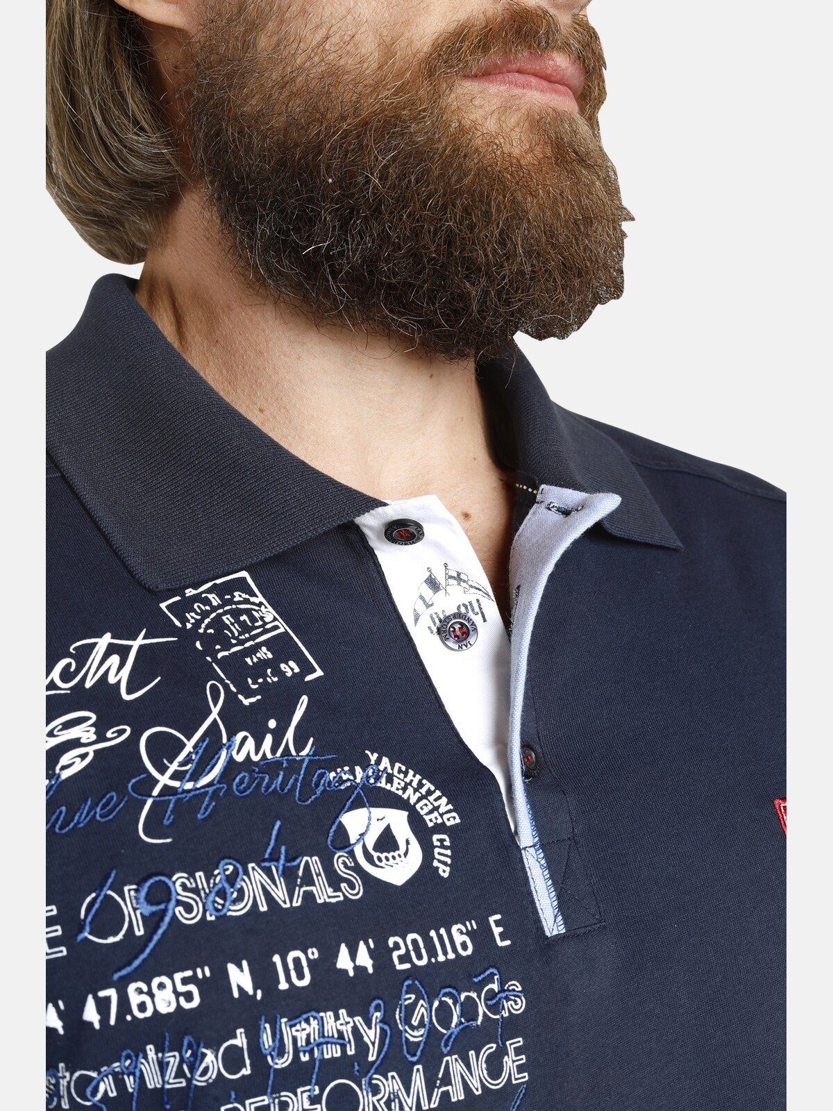 Jan Vanderstorm weicher Jersey-Qualität JANO aus Poloshirt dunkelblau