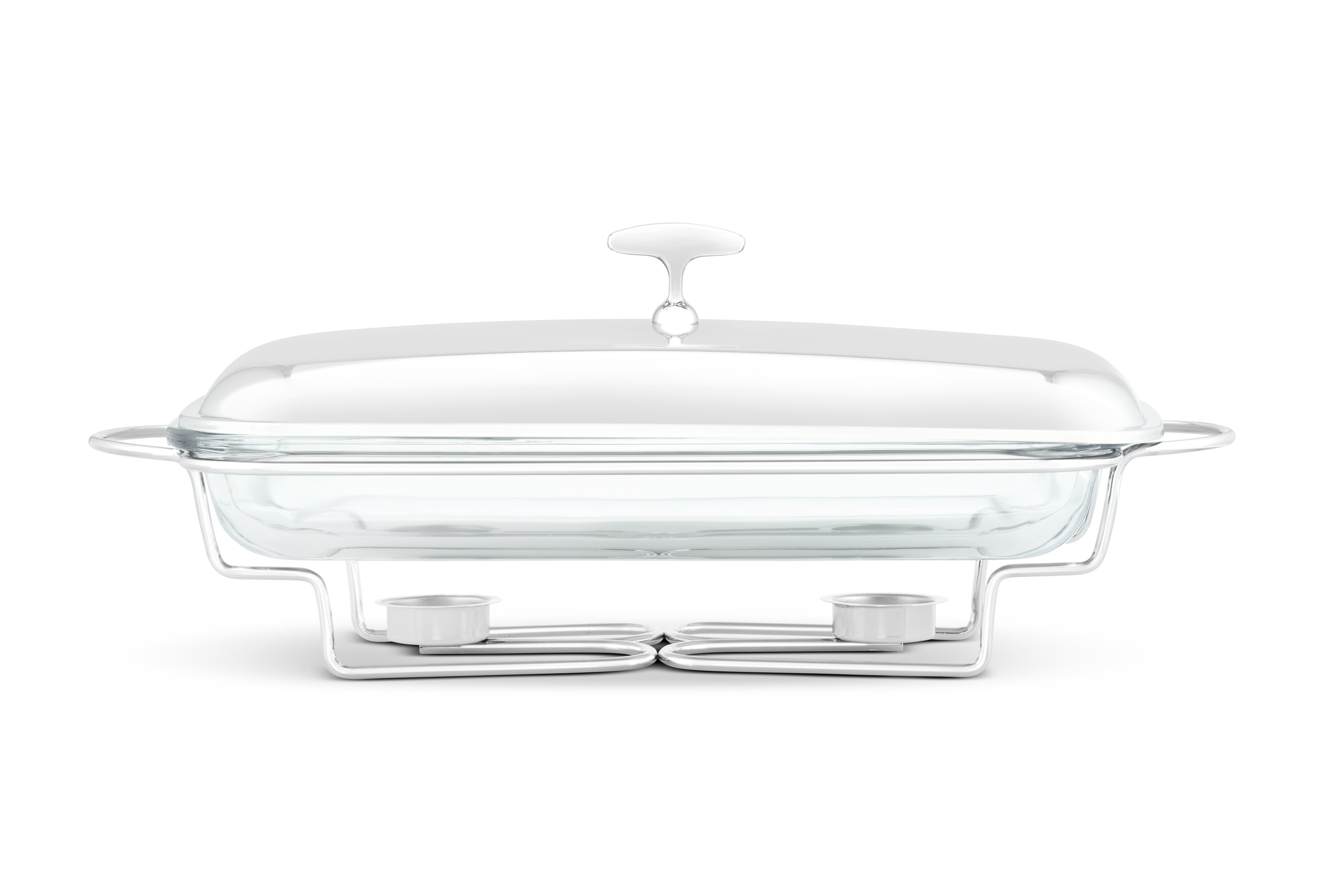Edenberg Stövchen Speisenwärmer Gehärtetes Glas Edelstahl Warmhaltebehälter Catering, (3.0L, 2-tlg., Eine ideale Geschenkidee! Sehr hochwertig)