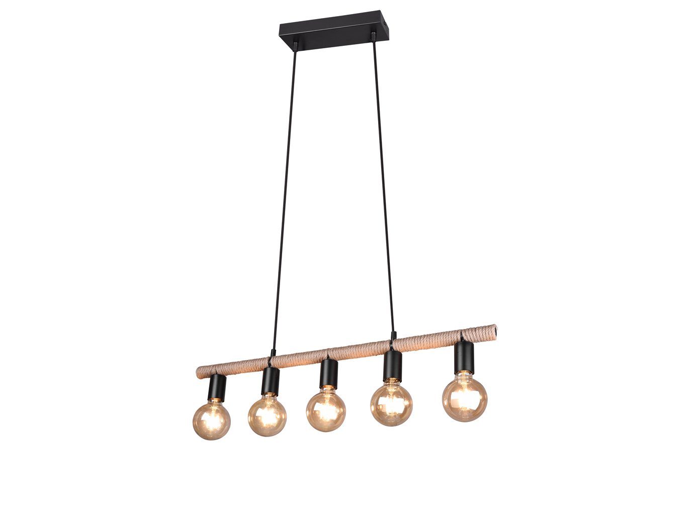 Reality Leuchten LED Pendelleuchte, Dimmfunktion, LED wechselbar, Warmweiß, ausgefallene Edison Seil-lampe für über-n Esstisch mehrflammig, B 80cm
