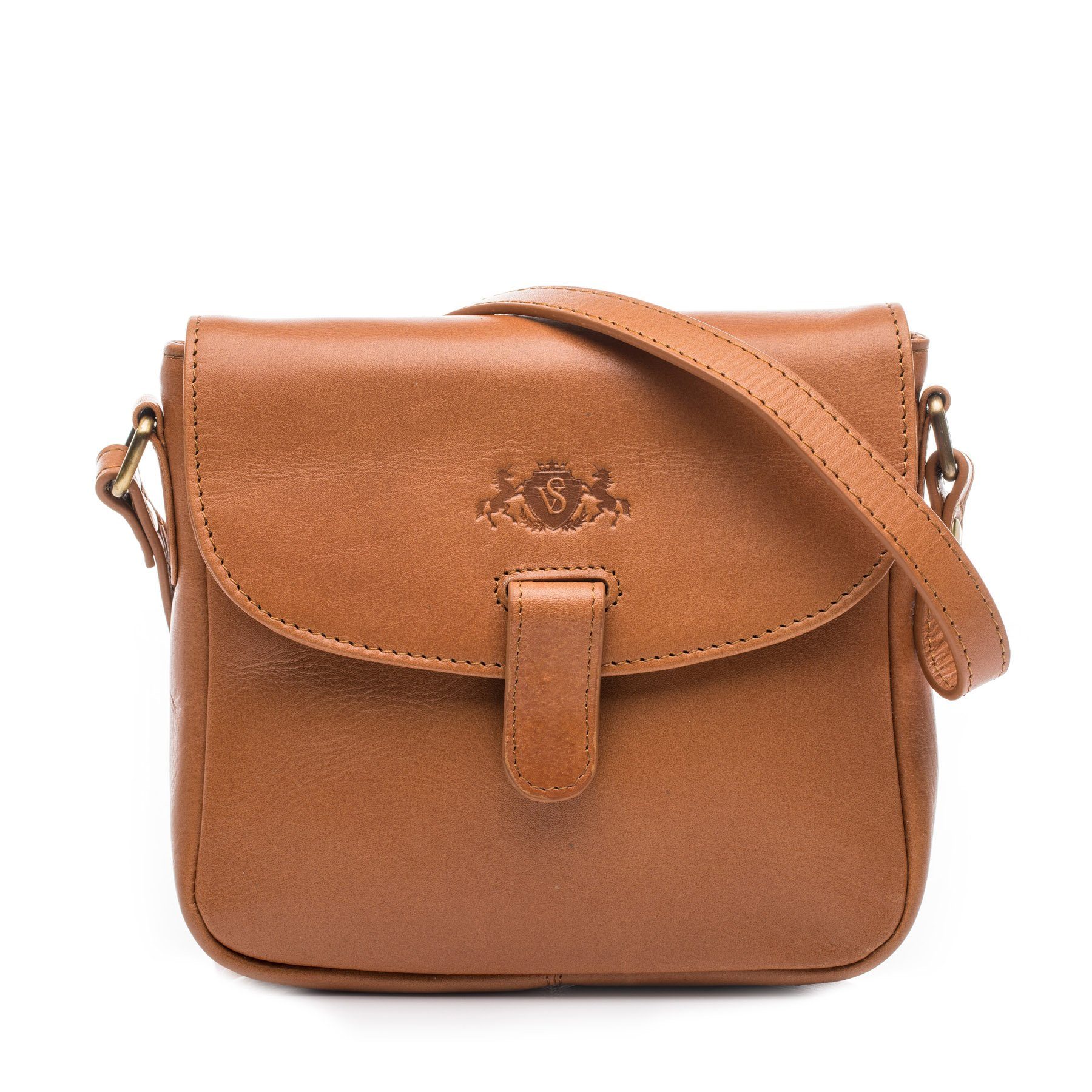 SID & VAIN Umhängetasche echt Leder Umhängetasche groß hell-tan IVY, Crossbody Bag Echtleder für Damen, Umhängetasche hellbraun
