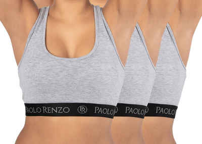 Paolo Renzo Bustier Sports-Collection Atmungsaktive Damen Sport Бюстье (3-tlg) Sport BH - Sport Top aus hochwertiger Baumwolle