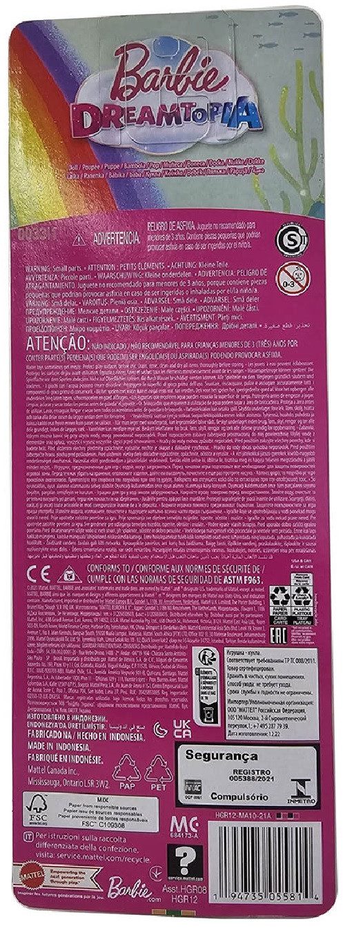 Barbie Meerjungfrauenpuppe Mattel HGR12 Barbie Dreamtopia Meerjungfrau Regenbogen Magie Blaue Haa
