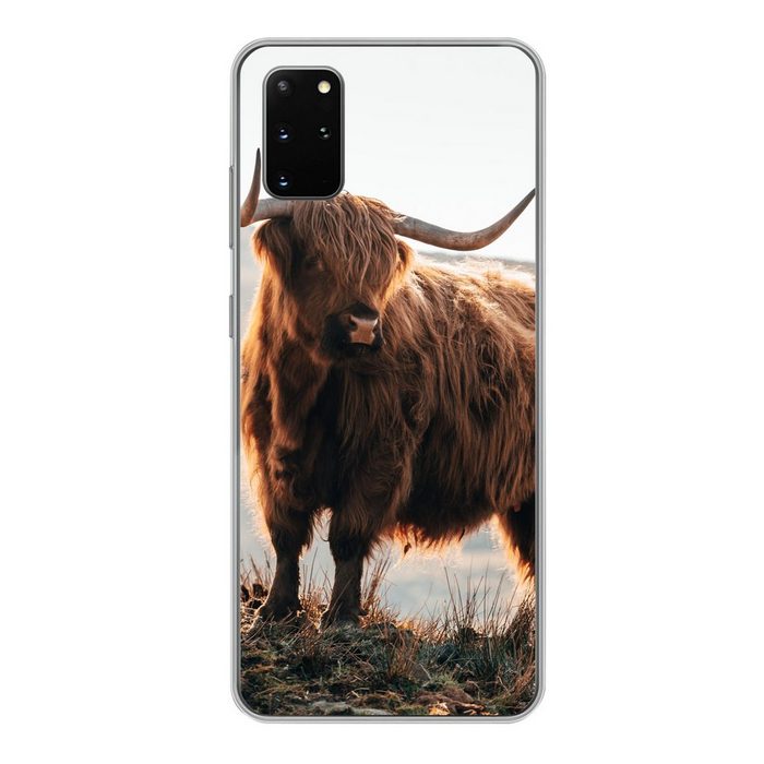 MuchoWow Handyhülle Schottische Highlander - Tiere - Ländlich - Landschaft - Kuh - Natur Phone Case Handyhülle Samsung Galaxy S20 Plus Silikon Schutzhülle