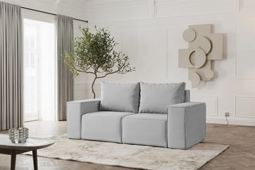 Fun Möbel Polstergarnitur Sofa-Set Designersofa ESTELLE 3-2-1 Sofagarnitur mit Schlaffunktion, (Rücken echt bezogen), mit Schlaffunktion und Bettkasten