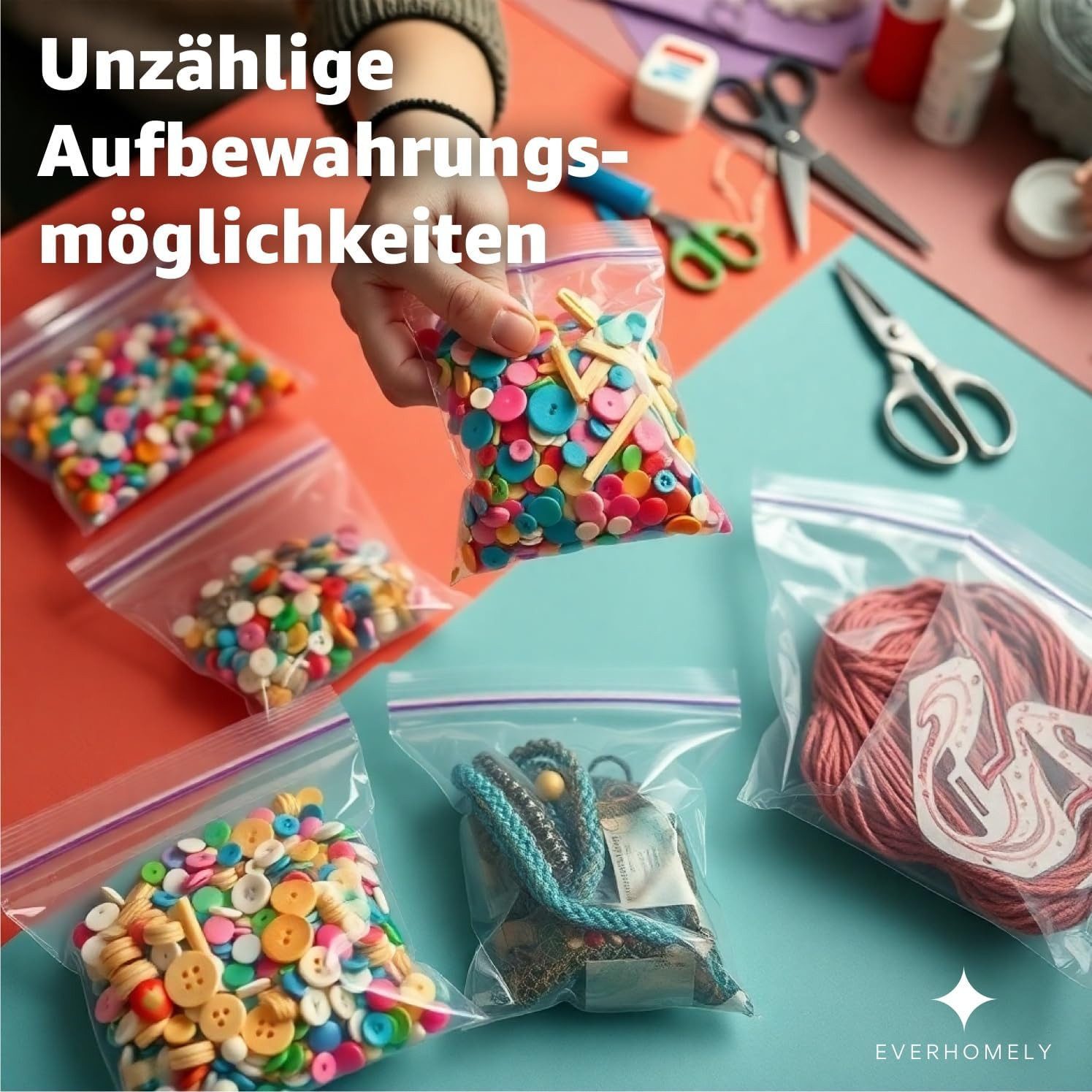 TK Gruppe Folienbeutel 100x Druckverschlussbeutel Zip Set Baggys Baggies - klein & groß, reißfest & transparent