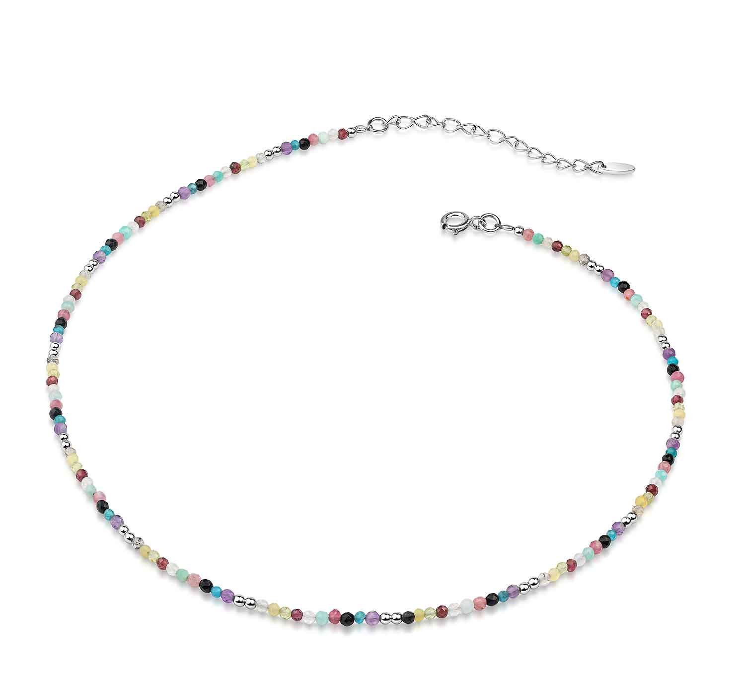 Choker Edelstein Mix Kugelkette mehrfarbig facettiert CO-40