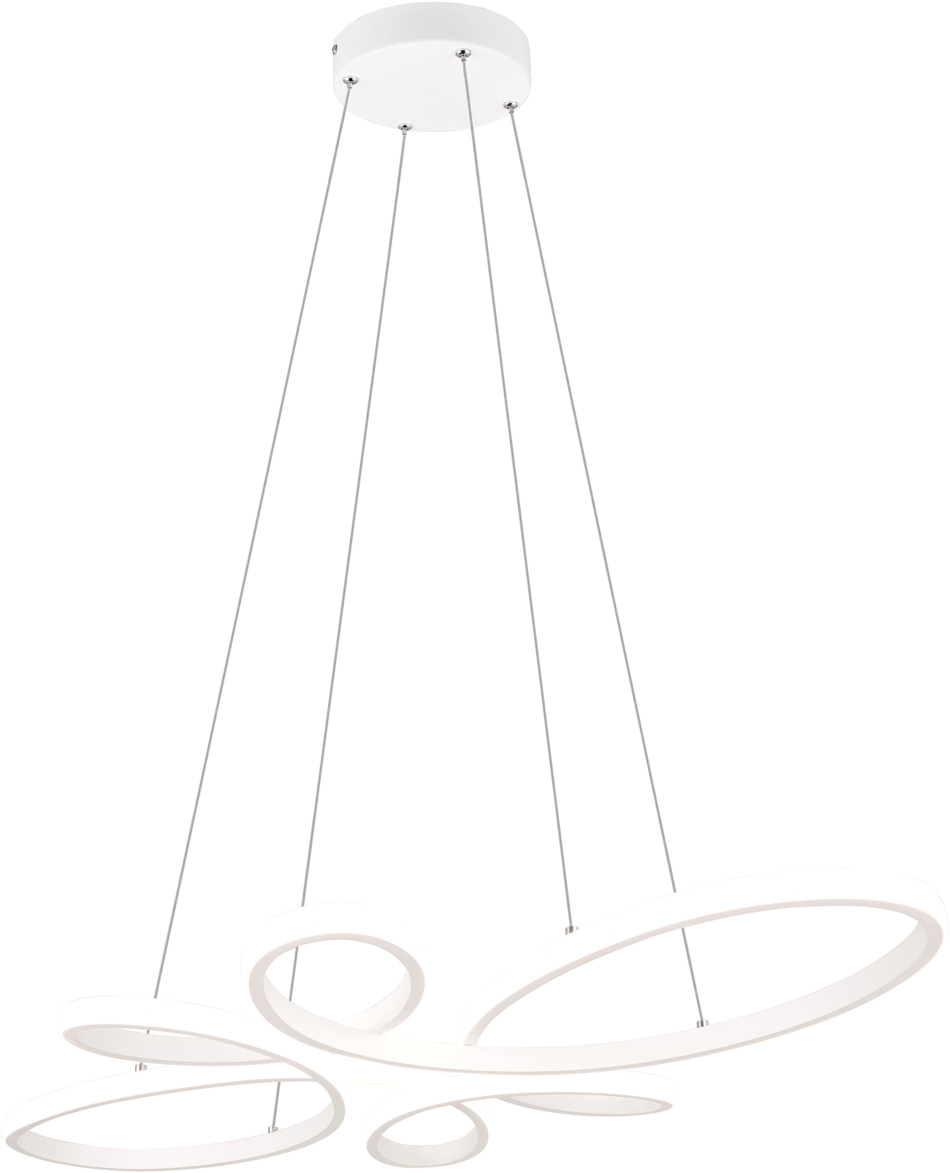 TRIO Leuchten LED Pendelleuchte FLY, Hängelampe LED 32W 3900 Lumen kaltweiß 4000K 3-Stufen dimmbar, Dimmfunktion, LED fest integriert, Kaltweiß, höhenverstellbar: max 150cm, Maße 83x45 cm, Hängeleuchte Küche Wohnen