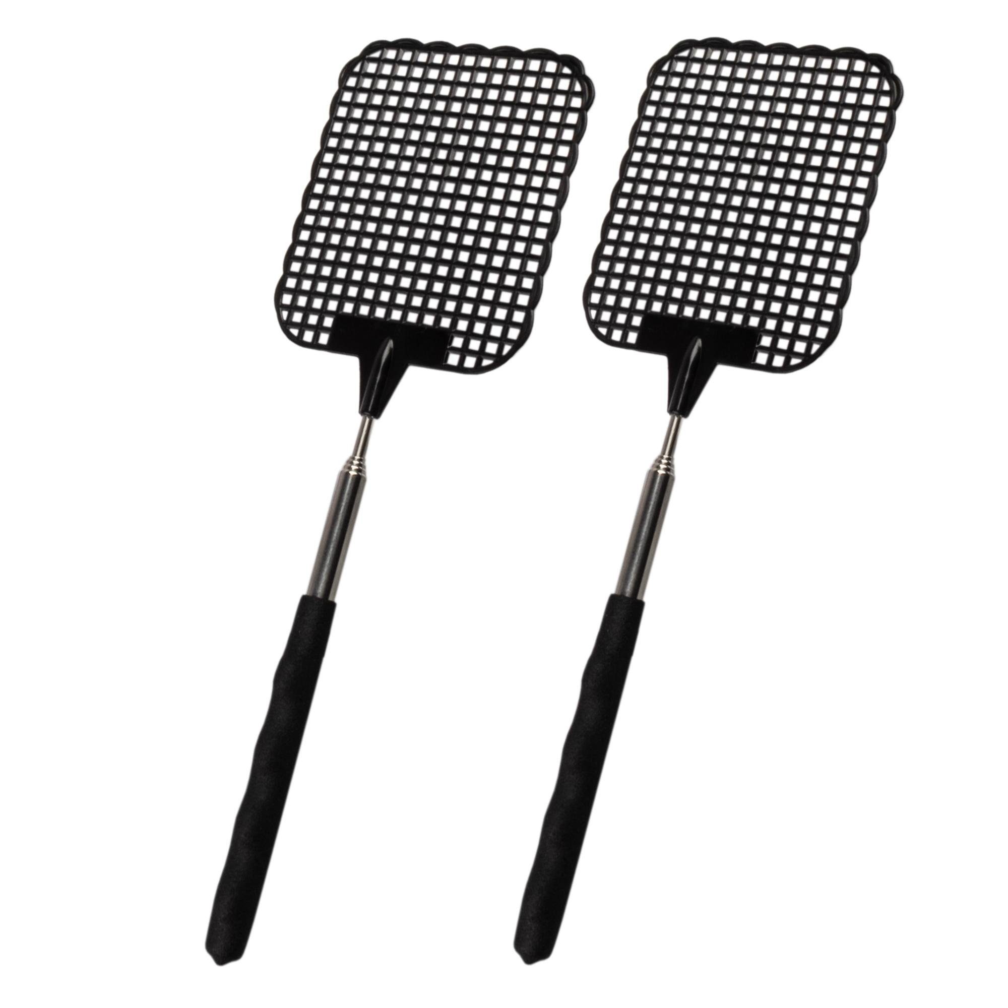 Fliegenwedler 2er Set ausziehbare Fliegen-klatschen Schwarz 26cm