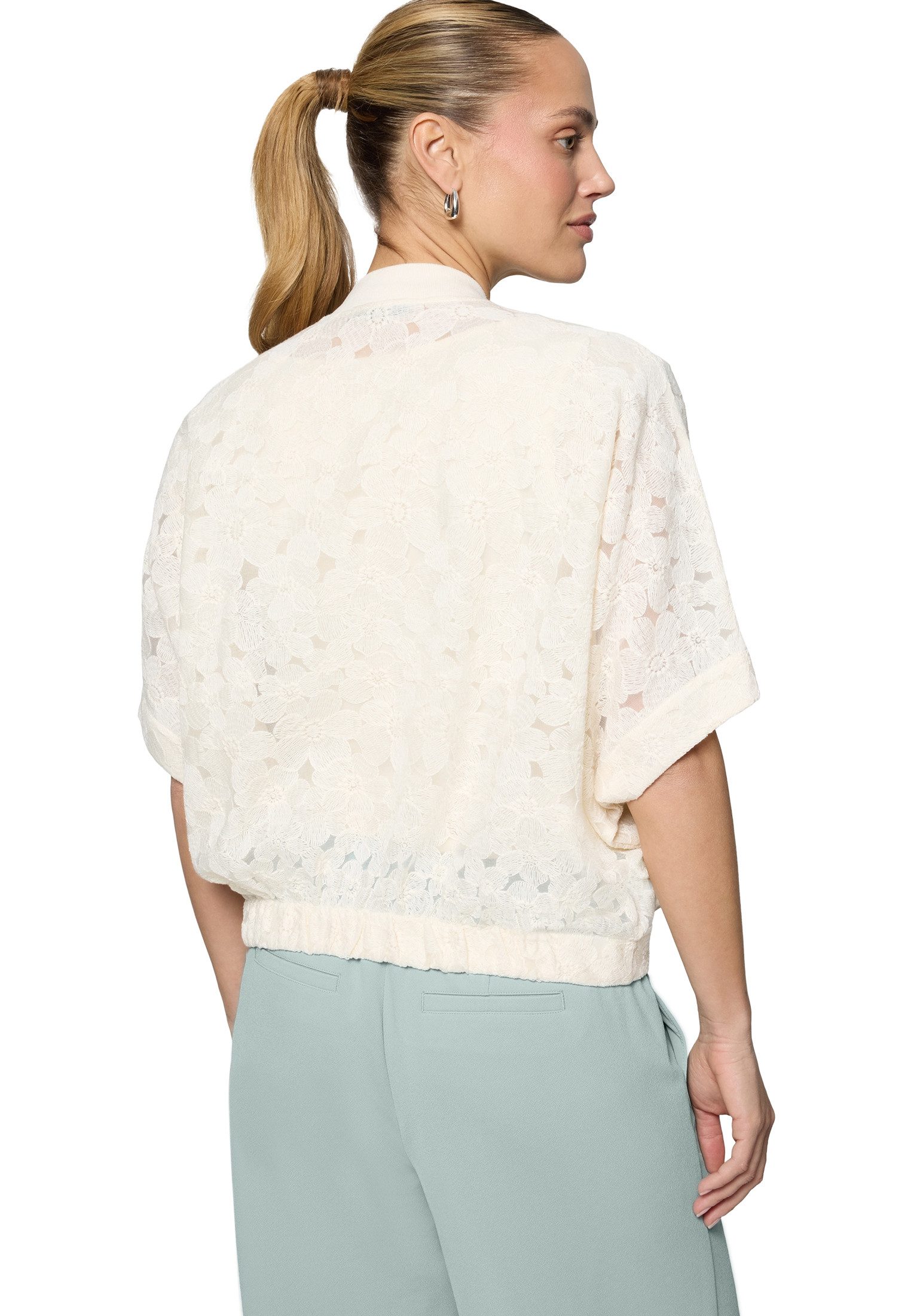 Zero Jackenblazer Damen kurzarm mit Taschen Spitze