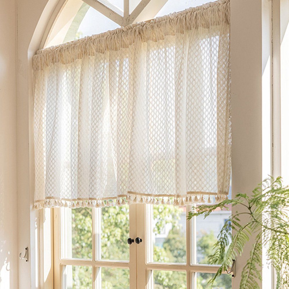 Kurzgardine Beige FELIXLEO Fensterschal Stück, Scheibengardine 1 Scheibengardine 60×160cm