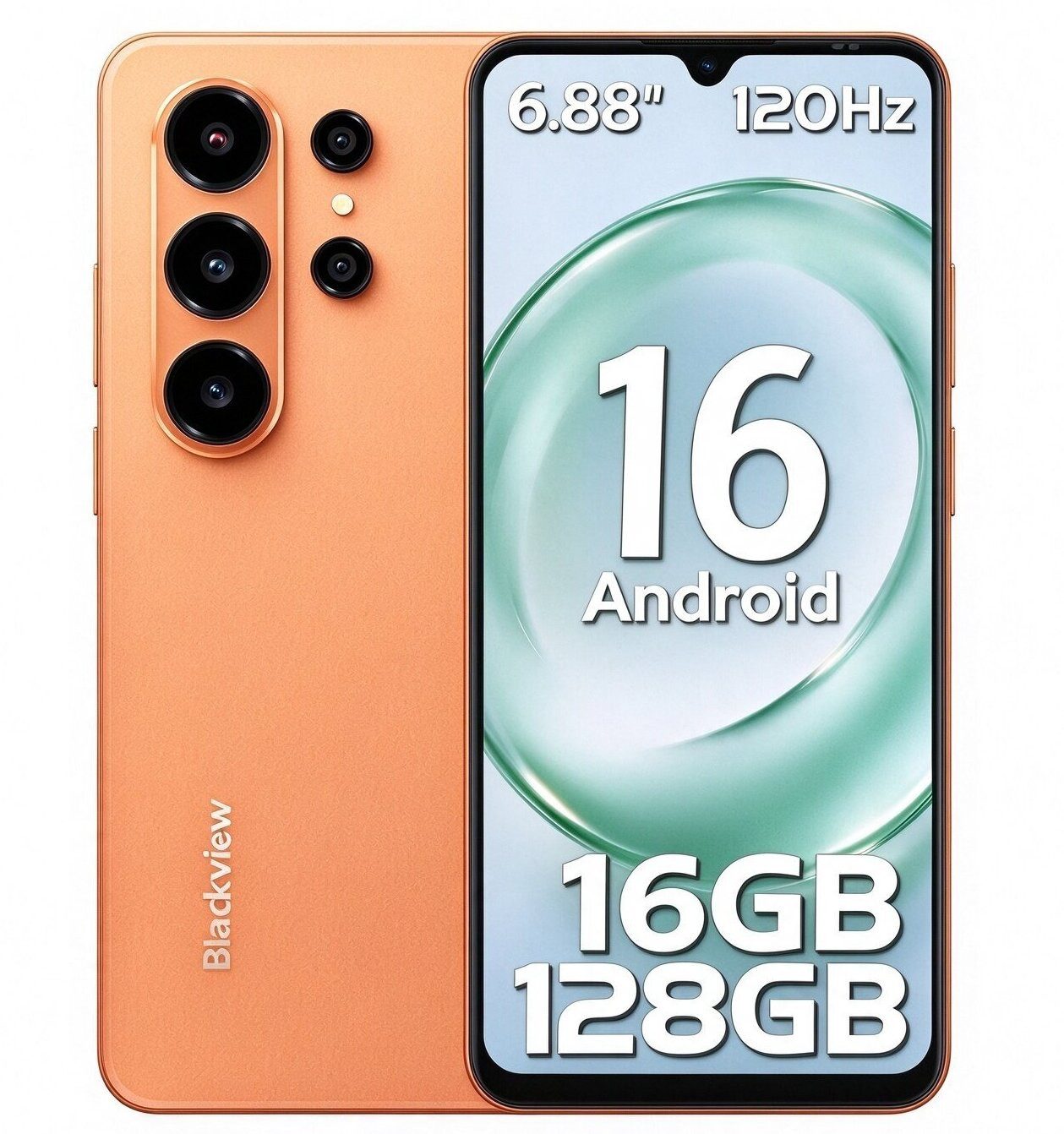 blackview WAVE 10 Android 16 Handy 6,88" HD+ 120Hz,128/256GB zu 2 TB Gemini AI Smartphone (17,48 cm/6,88 Zoll, 128 GB Speicherplatz, 32 MP Kamera, 4G Dual SIM Android 16 Outdoor Smartphone, Octa-Core, 5000mAh, 32+13MP)