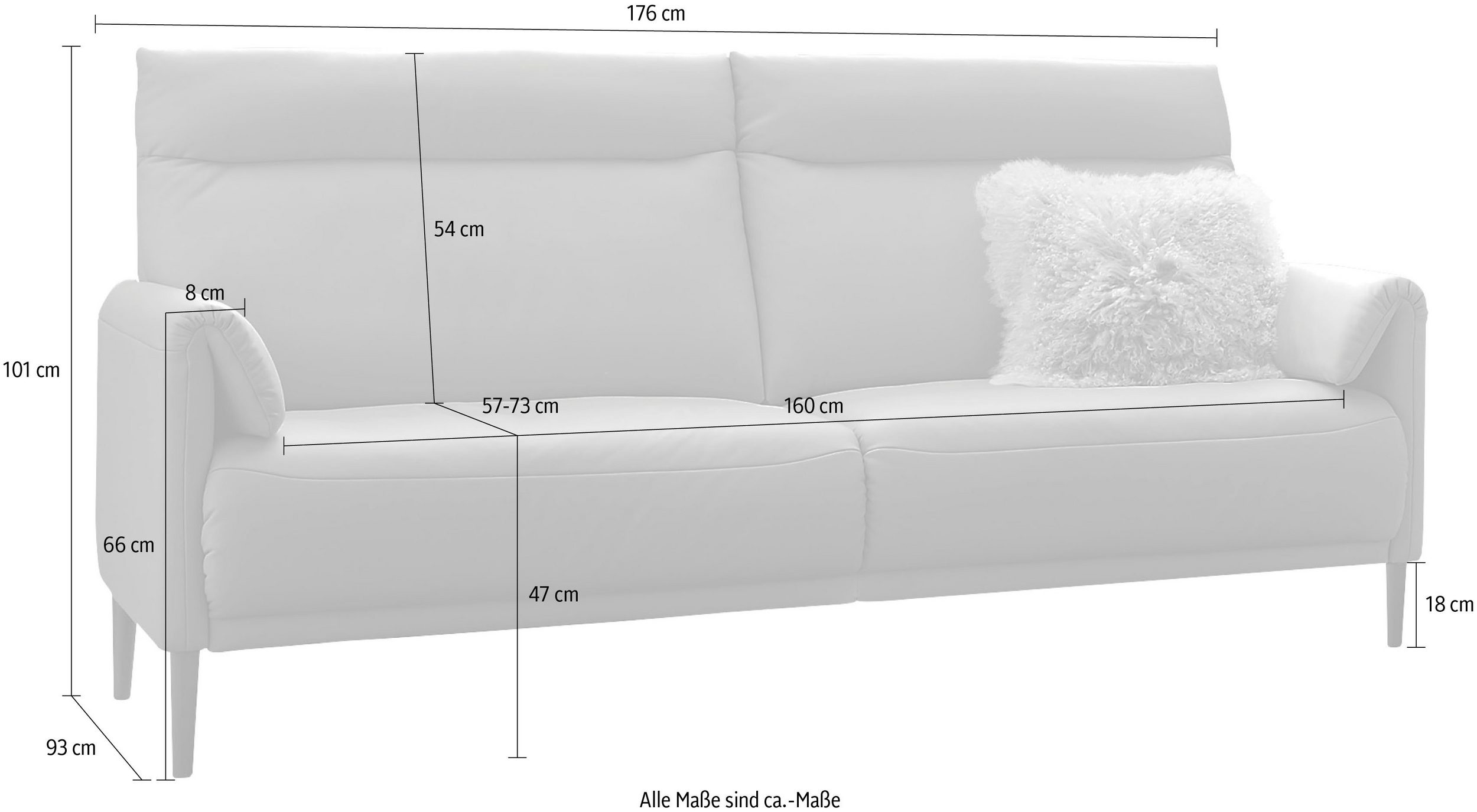 Sofa 3-Sitzer JENRIK von 3C CARINA - Maße