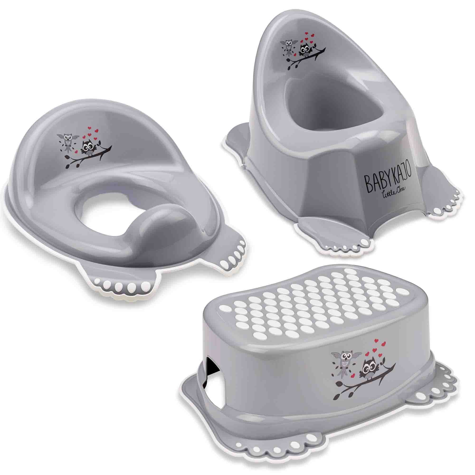 Babykajo Töpfchen, (Set, 3-tlg), Baby Topf, Toilettentrainer, Hocker - TÜV Rheinland geprüft!
