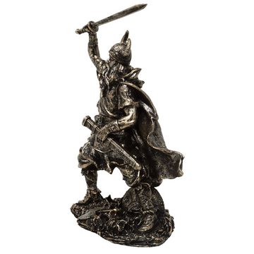 MystiCalls Dekofigur Wikinger mit erhobenen Schwert Wikingerfigur Figur Viking (1 St), Figur mit Bronzefarbe