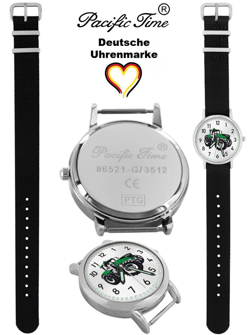 Design Match Quarzuhr Kinder Versand Traktor und grün schwarz Mix - Gratis Armbanduhr Wechselarmband, Time Pacific