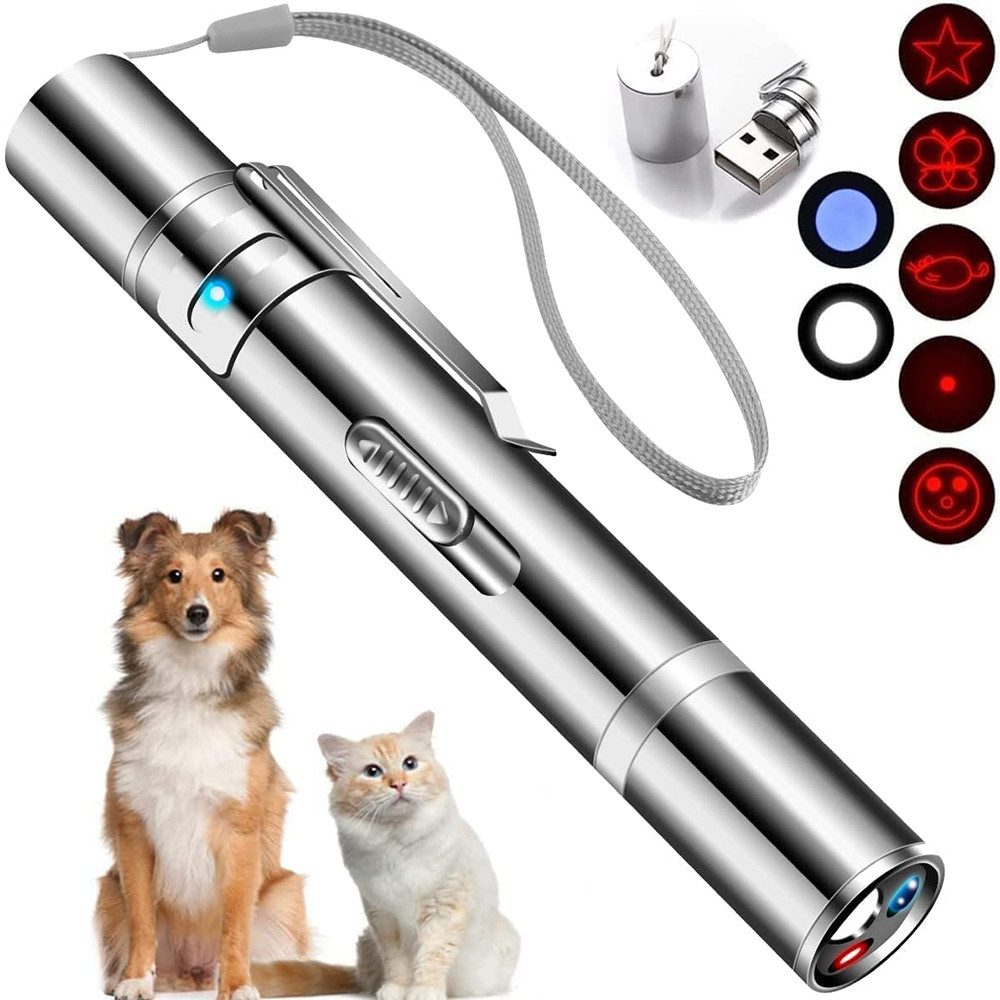 TUWENA Tier-Intelligenzspielzeug Interaktives katzenspielzeug Katzen Spielzeug Katze Hund Spielzeug, Wiederaufladbar, 5 Lichtmuster, 3-in-1, Edelstahl, kompakt & langlebig