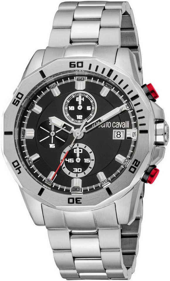 roberto cavalli Chronograph Uomo Sport III RC5G109M0065, Quarzuhr, Armbanduhr, Herrenuhr, Edelstahlarmband, analog, Tag
