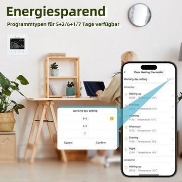 Salcar Heizkörperthermostat Thermostat Heizung LCD Touchscreen für Elektrische Raumthermostat, Digital Tuya Programmierbare Thermostate