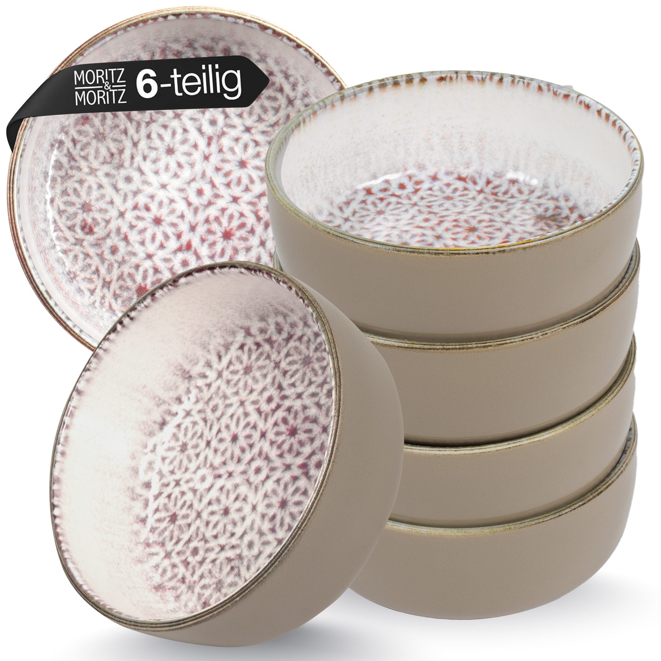 Moritz & Moritz Müslischüssel ALHAMBRA Müslibowls Mousse, Steinzeug, (Set, 6-tlg), Hochwertiges Steinzeug, Spülmaschinengeeignet