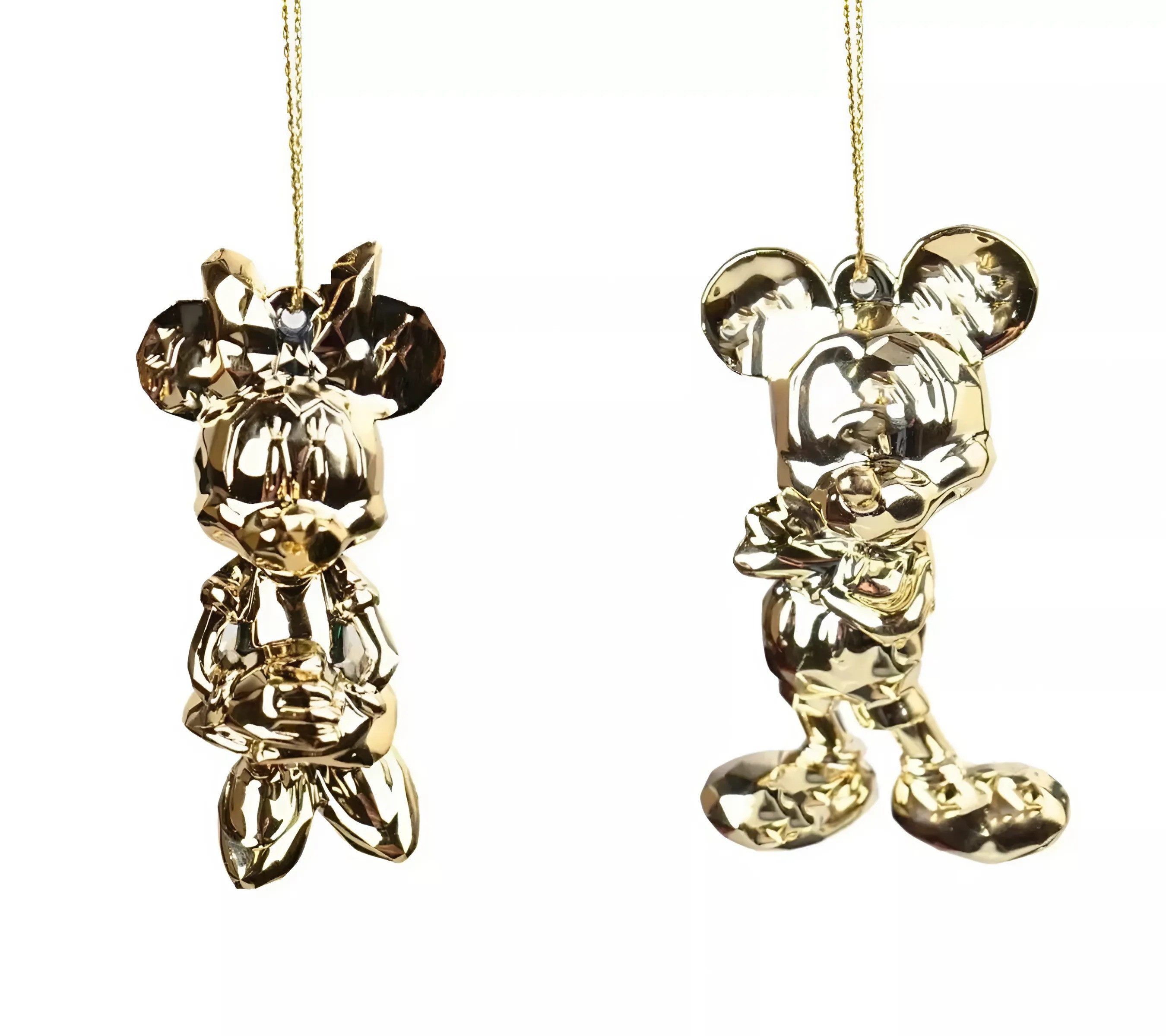 Kurt S. Adler Hängedekoration Disney Micky Maus und Mini Maus Ornament Chrome Acryl Gold Weihnachten (2 St)
