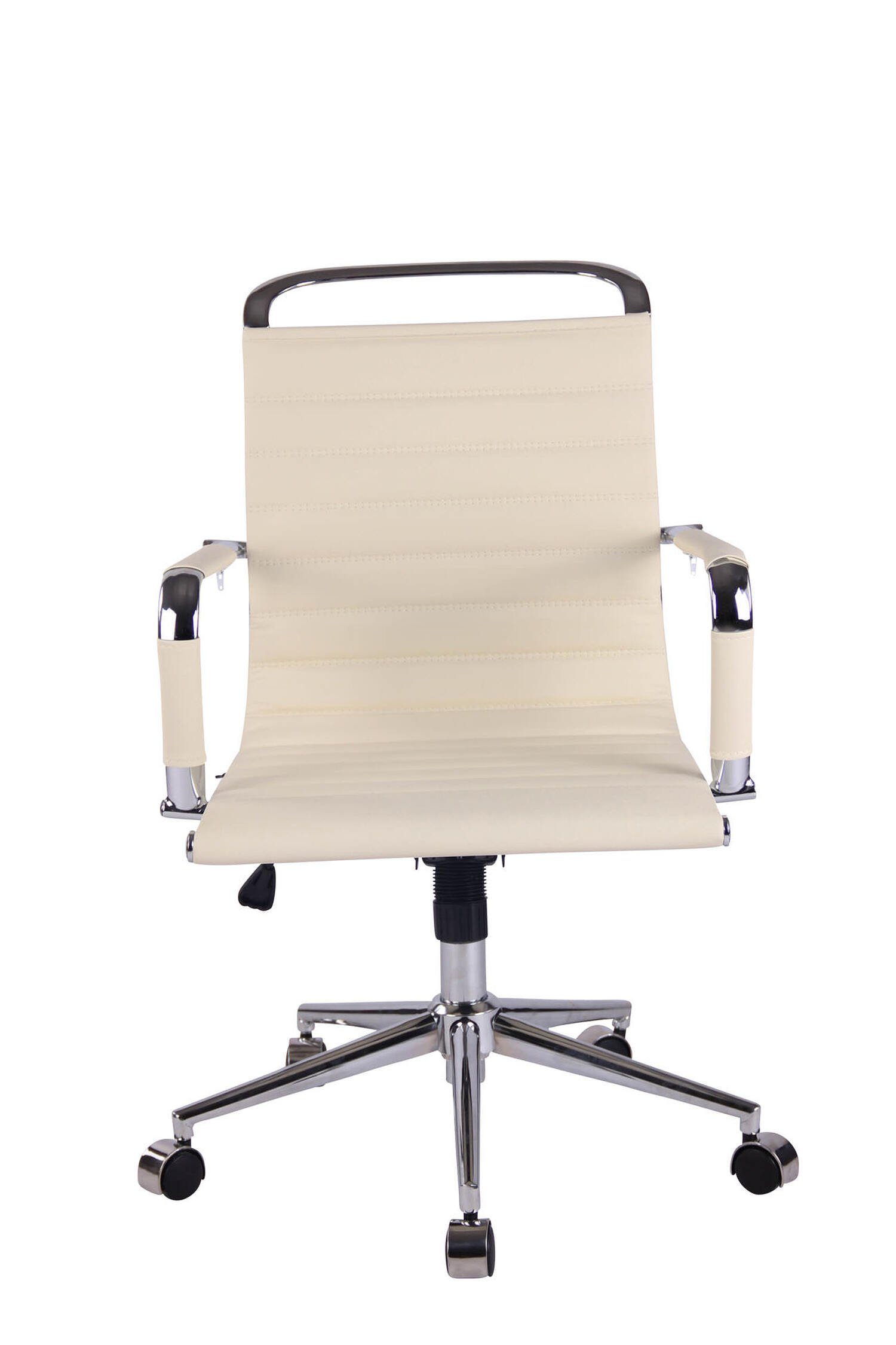 TPFLiving Sitzfläche: ergonomisch (Schreibtischstuhl, - Rückenlehne Chefsessel, Kunstleder Gestell: Bürostuhl geformter creme Metall Barry Drehstuhl, Bürostuhl bequemer chrom XXL), mit