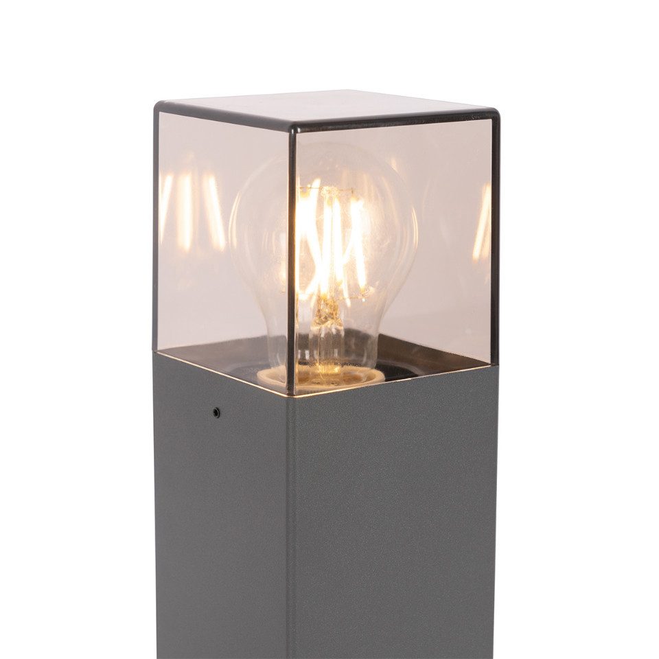 Qazqa Außen-Stehlampe Denmark, ohne Leuchtmittel, Warmweiß, QAZQA Außen­poller­leuchte, e27, Dunkelgrau, Aluminium, Modern