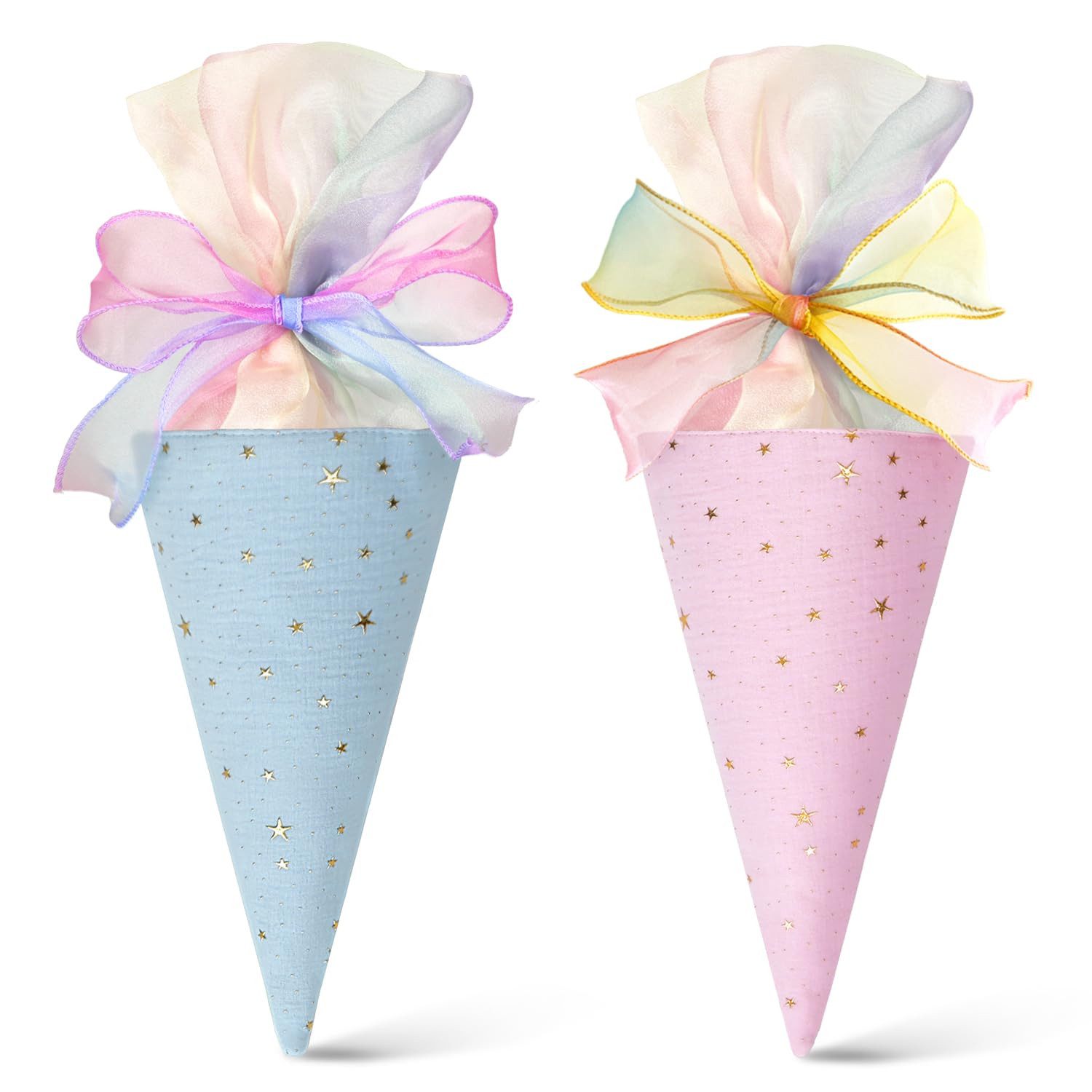 CLTYQ Schultüte 2 STK Schultüte Geschenktüte Schule Schultüte Füllung, Schulaufnahme Kleine Zuckertüte Школьные ранцы für Studenten(Blau+Rosa)