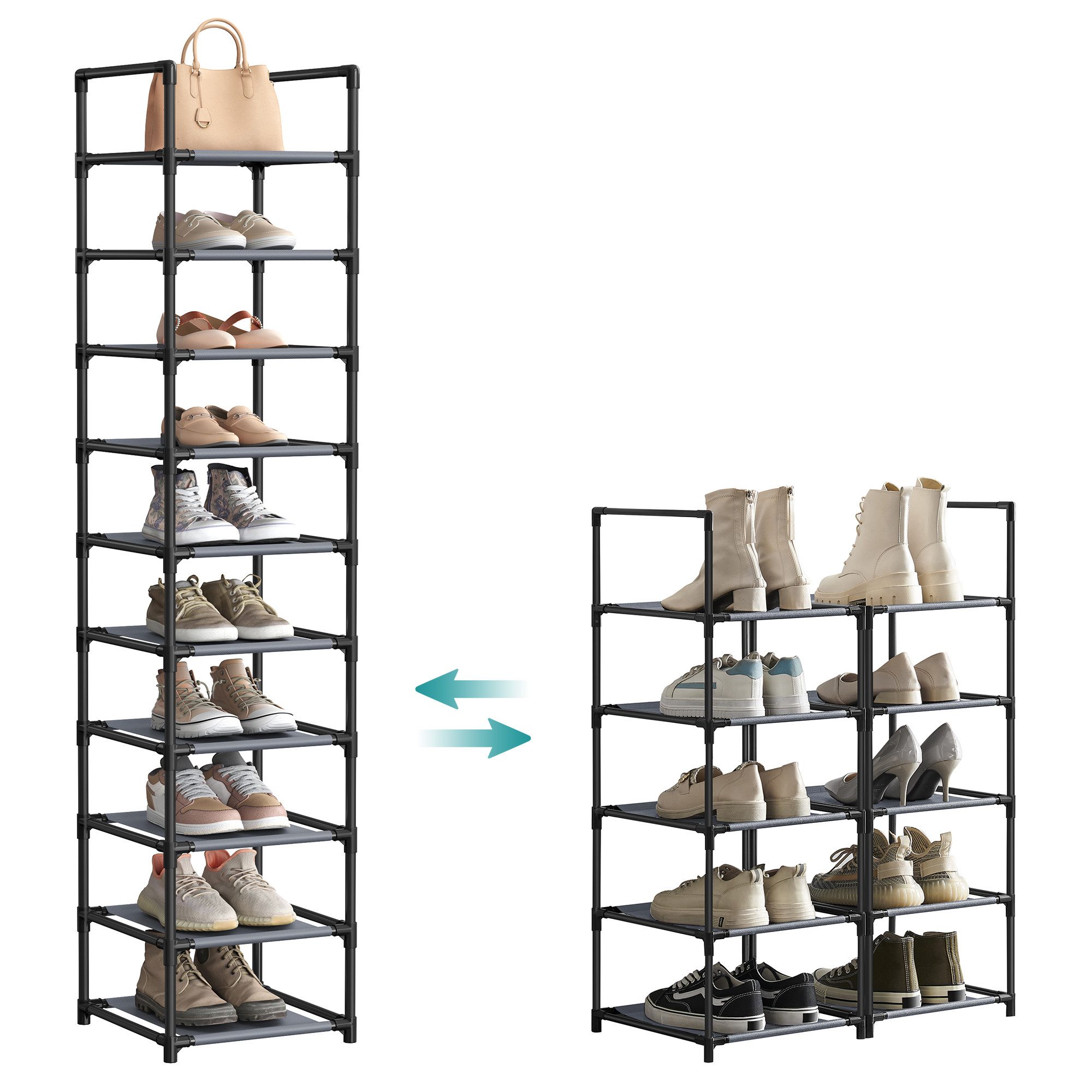 SONGMICS Schuhregal Schuhschrank, für 20 Paar Schuhe und Stiefel, mit 10 Eb günstig online kaufen