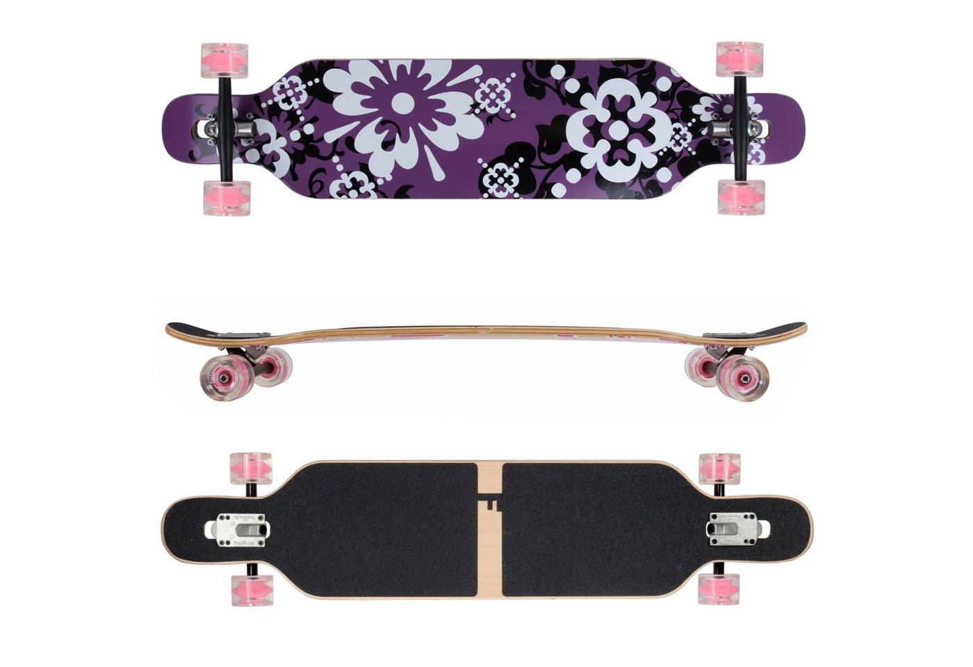 Thumbnail - FunTomia Longboard Longboard in 3 Flex Stufen Camber Ahornholz + T-Tool mit LED Rollen, Camber Twin Tip