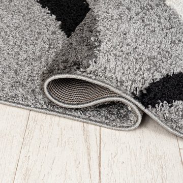 Hochflor-Teppich Hochflor Shaggy Teppich für Wohnzimmer - Höhe 30 mm Grau, Mazovia, 60 x 100 cm, Pflegeleicht, Geometrische, Langflor, Rechteckig, Weich