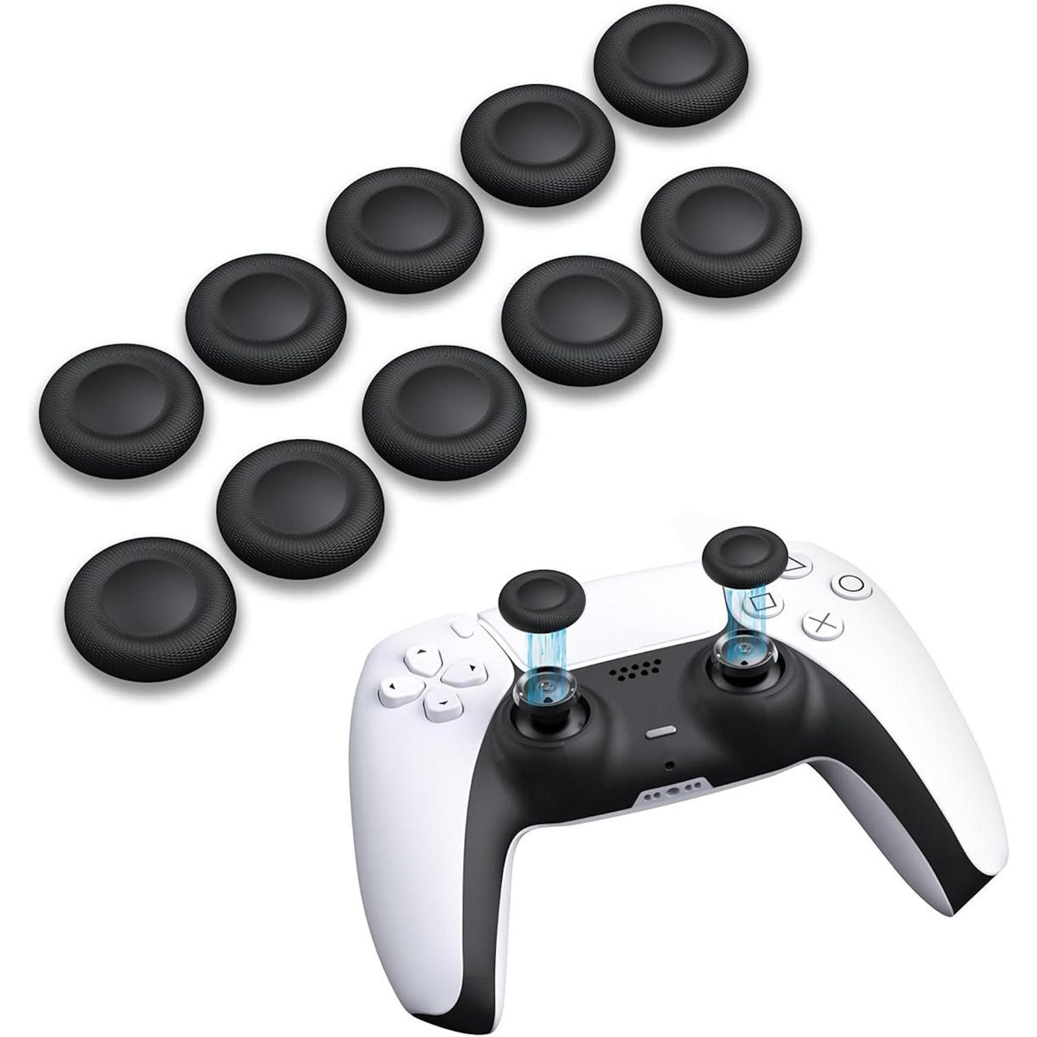 Wigento Handyhülle 10x Joystick Ersatz Thumb Grip Caps für PS5 / PS4 Controller Zubehör, Kompakt, Leicht, Griffig, Passgenau, Austauschbar