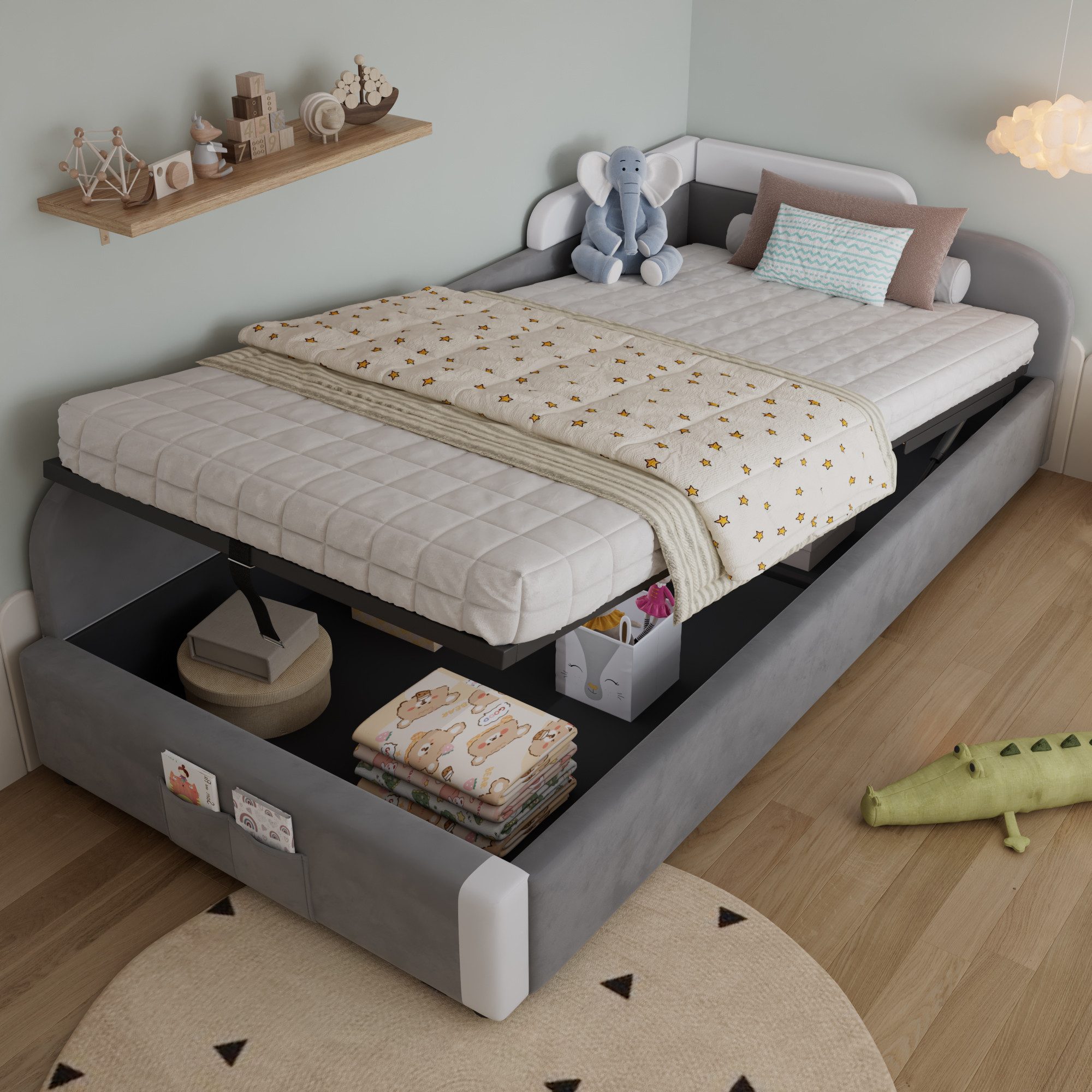 MODFU Schlafsofa mit Hydraulischem Stauraum, Kinderbett günstig online kaufen