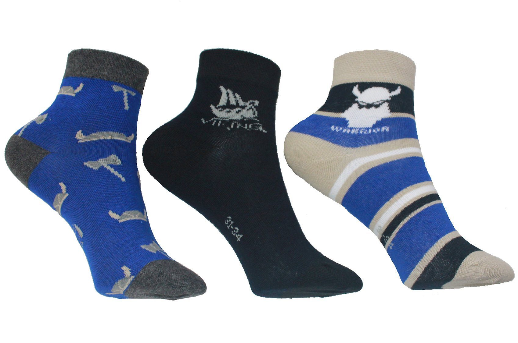 Riese Kurzsocken Riese Jungen Strümpfe Socken 3er Pack Kurzschaft Vikings Wikinger (3-Paar)