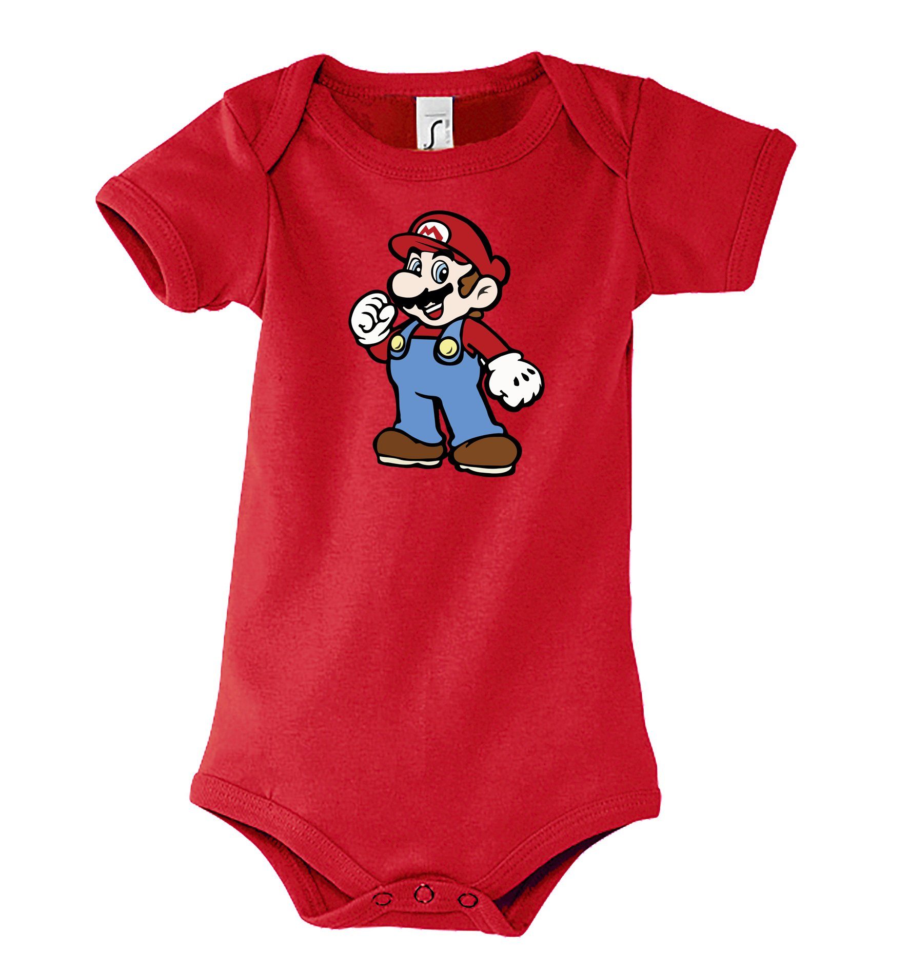 Youth Designz Kurzarmbody Baby Body Strampler Mario mit niedlichem Frontprint Rot