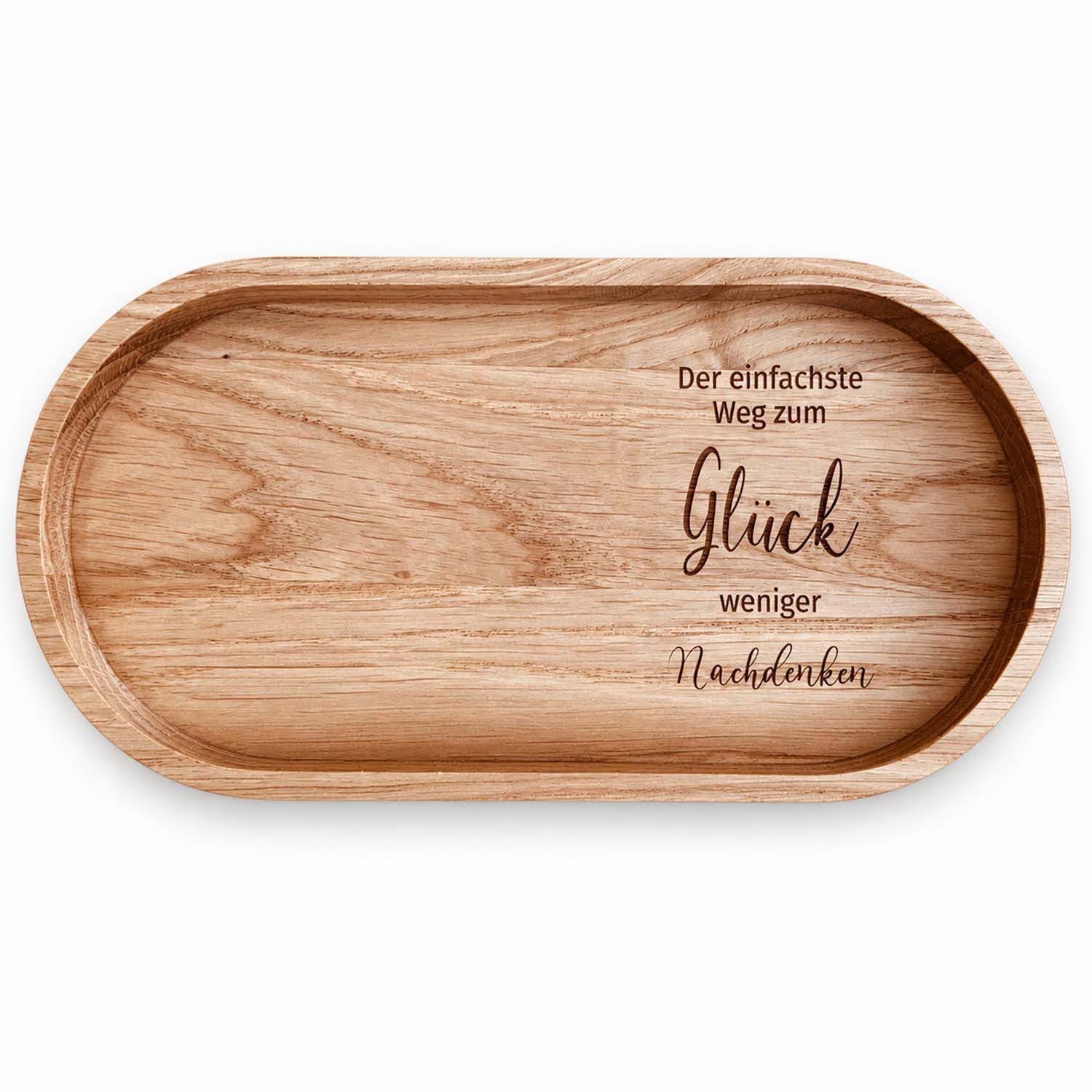 Camolo Dekotablett Tablett aus Eiche 20 x 10 cm Der einfachste Weg zum Glück