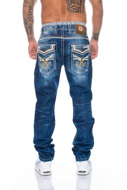 Cipo & Baxx Regular-fit-Jeans Herren Jeans Hose mit aufwendigen Verzierungen Extravagante Details mit eleganter Farbwahl