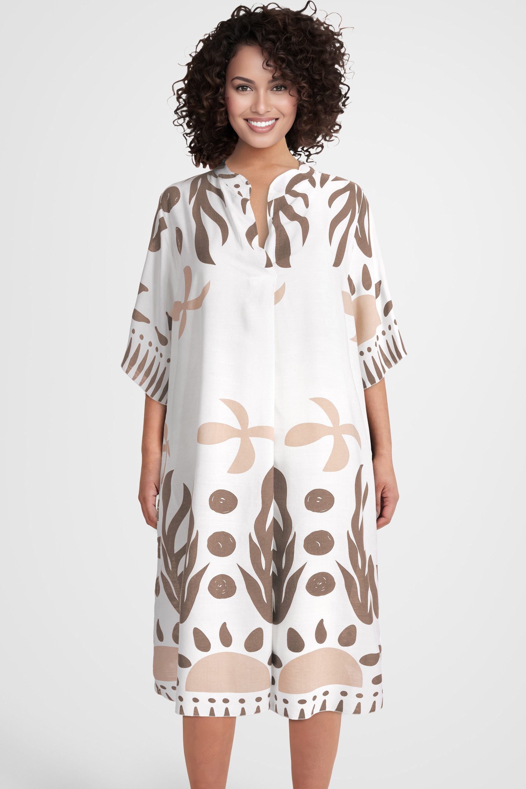 PEKIVESSA Sommerkleid Weites Blusenkleid wadenlang kurzarm günstig online kaufen