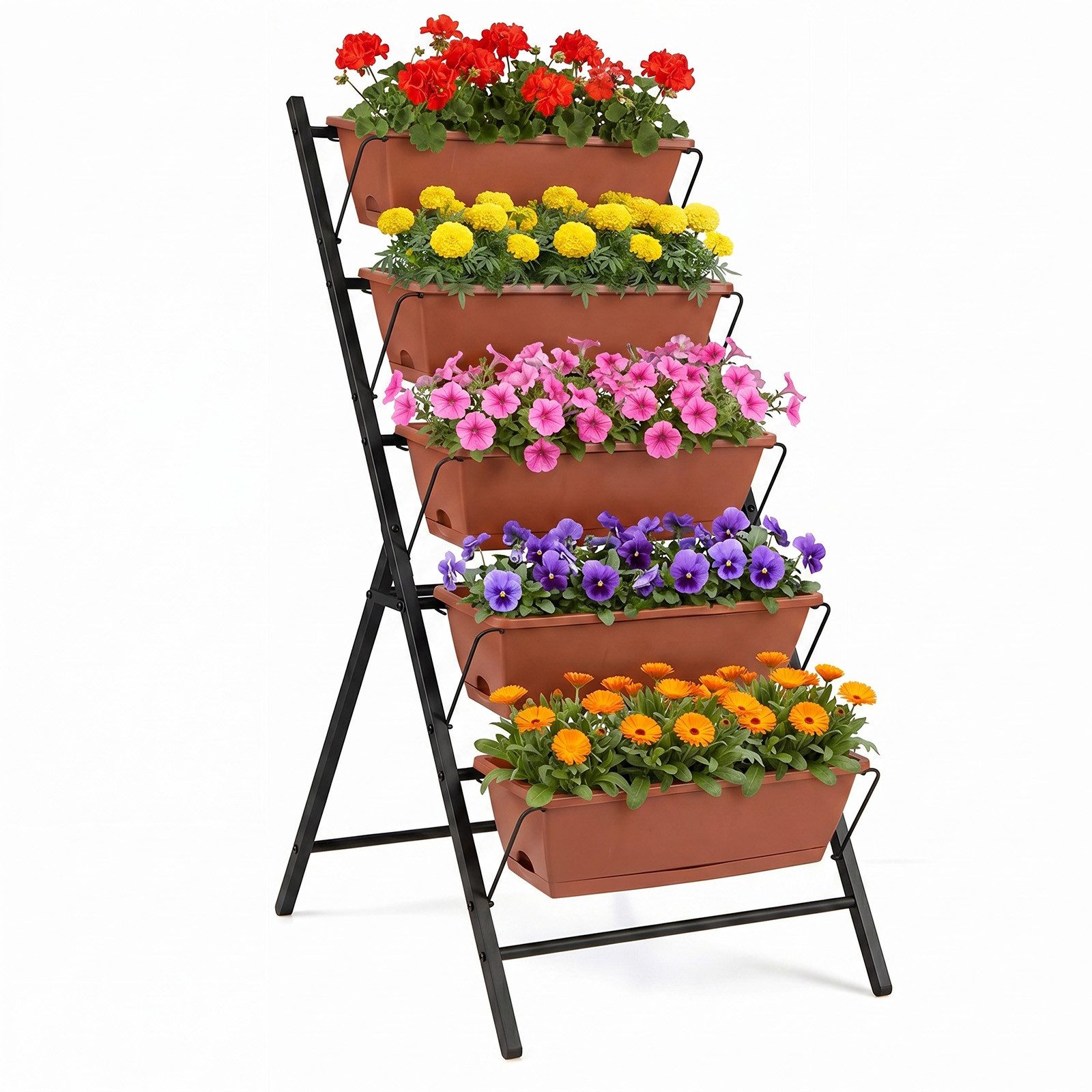 COSTWAY Blumenkasten, 5-stufiges Hochbeet, vertikales Pflanzenbeet