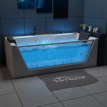 TroniTechnik Whirlpool KOS2, 179x85cm,mit Airpoolpumpe, Heizung, Whirlpooldüsen, 1-2 Personen, (mit Unterwasser LED und Radio, inkl. Zubehör, 10 Airpooljets, 4 Whirlpooljets, inkl. Spülfunktion des Rohrsystems), Premium Whirlpoolpumpe, Unterwasser LED, Massagedüsen