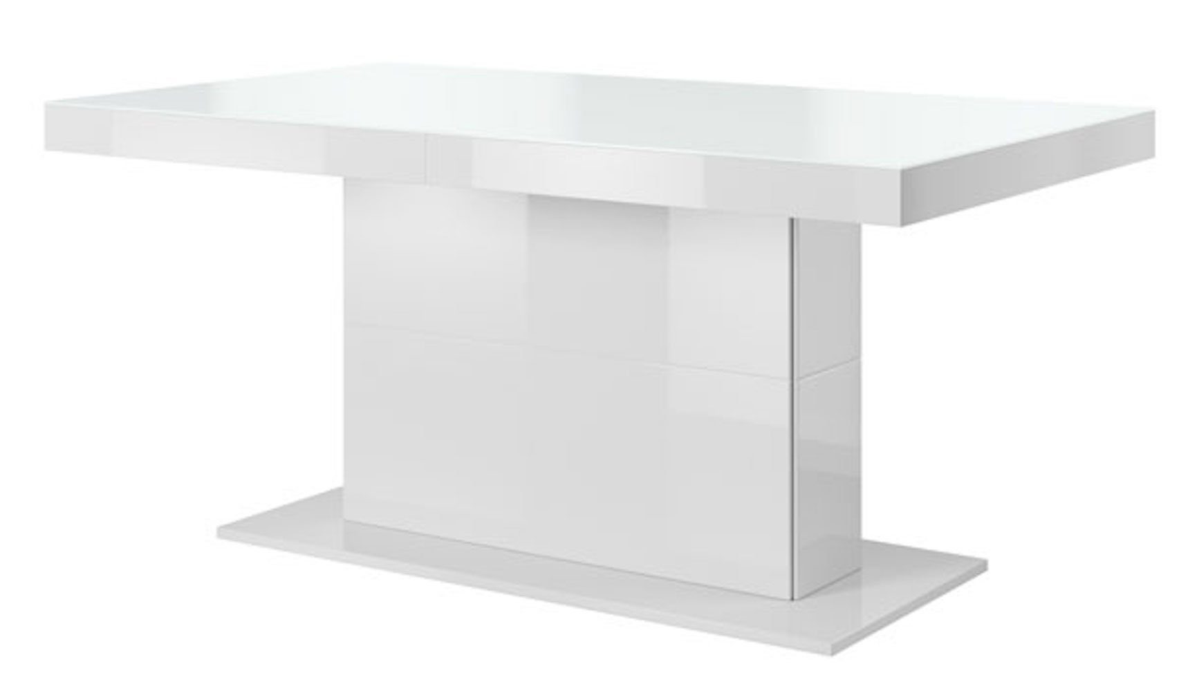 165-255cm Esstisch ausziehbaren mit weißglas QUARTZ, - Tischplatten weiß/weiß hochglanz Helvetia