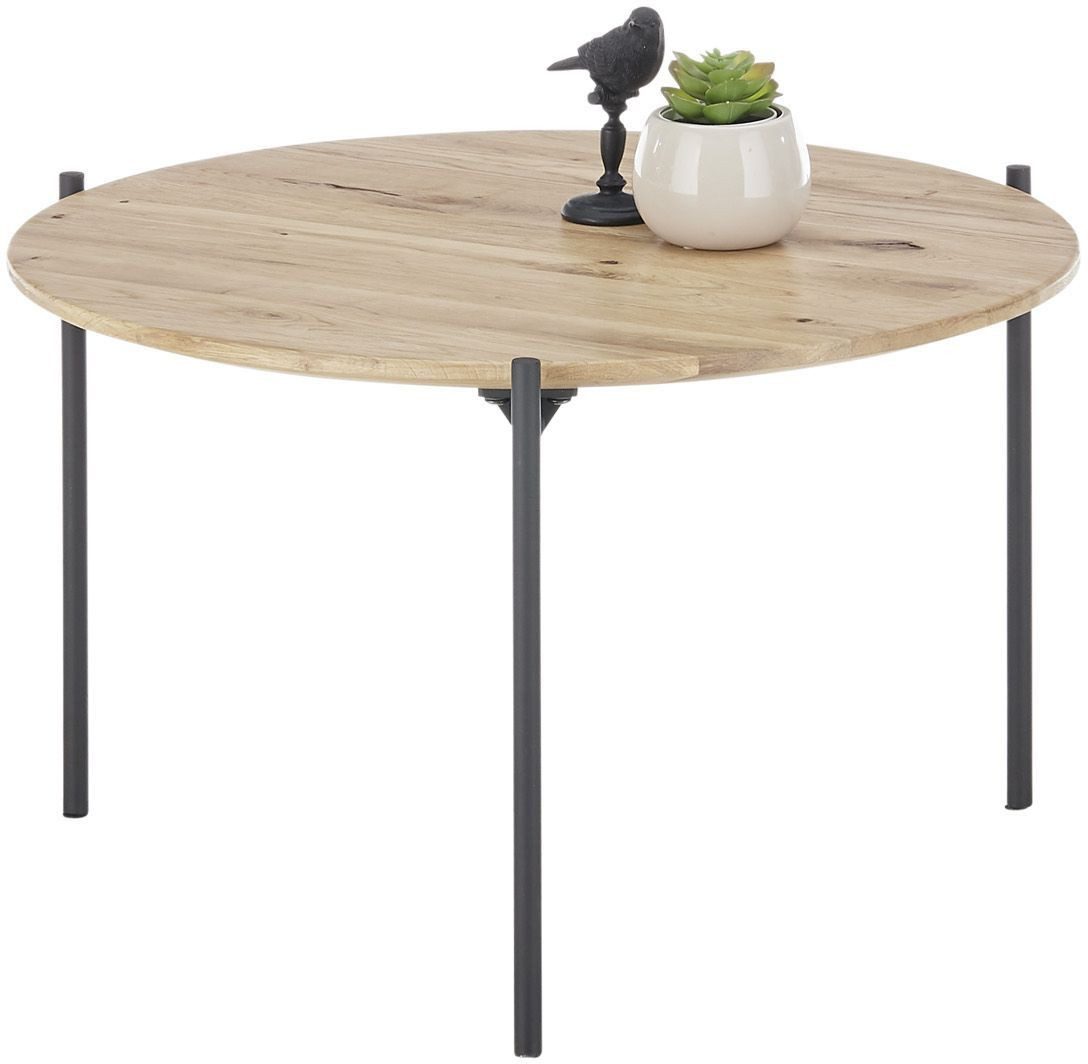 Robas Lund Couchtisch ASSUAN, mit Schweizer Kante, Massivholz, belastbar bis 20 kg, rund, in Eiche, B/H/T: 55 x 33 x 55 cm